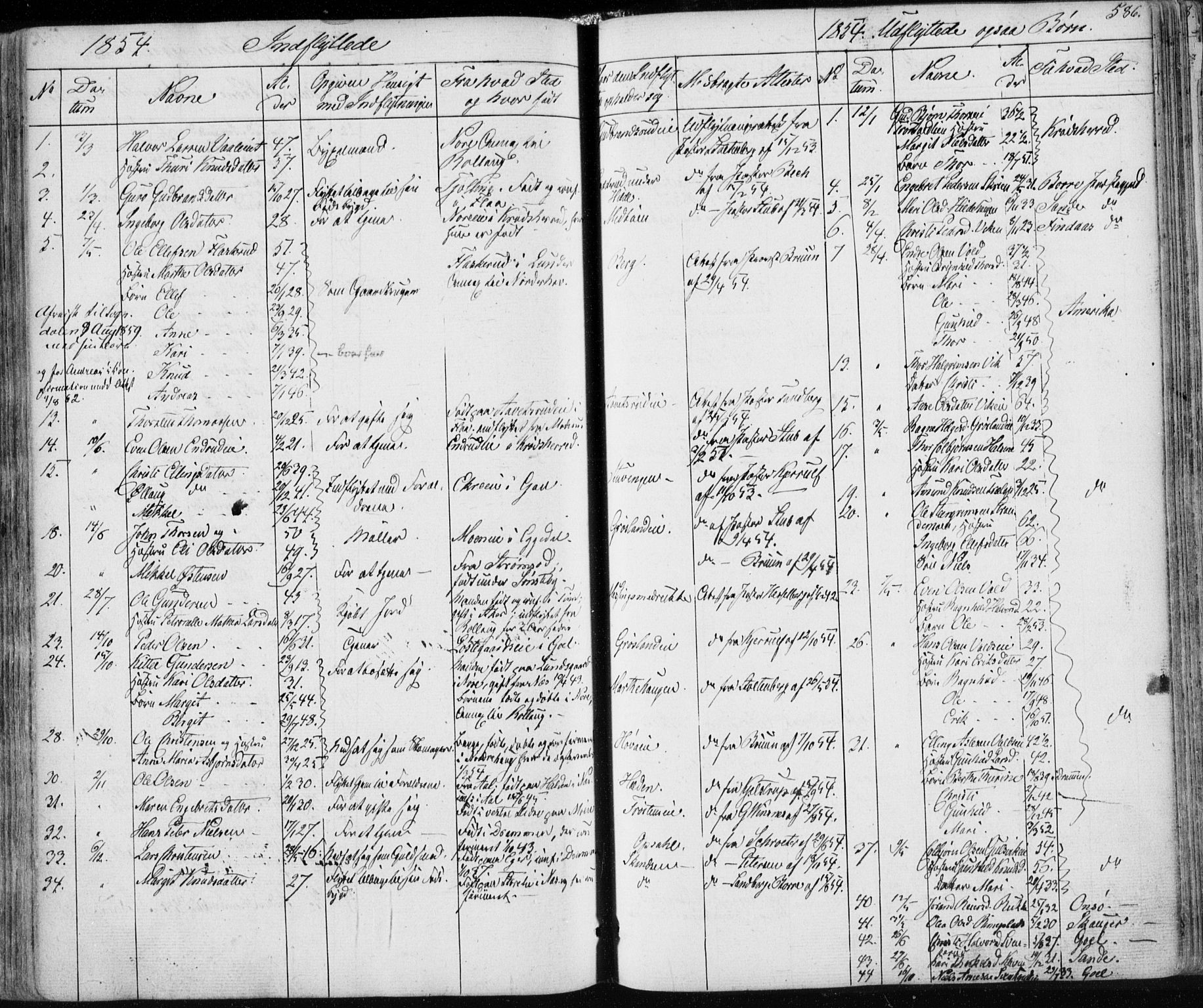 Nes kirkebøker, SAKO/A-236/F/Fa/L0009: Parish register (official) no. 9, 1834-1863, p. 586