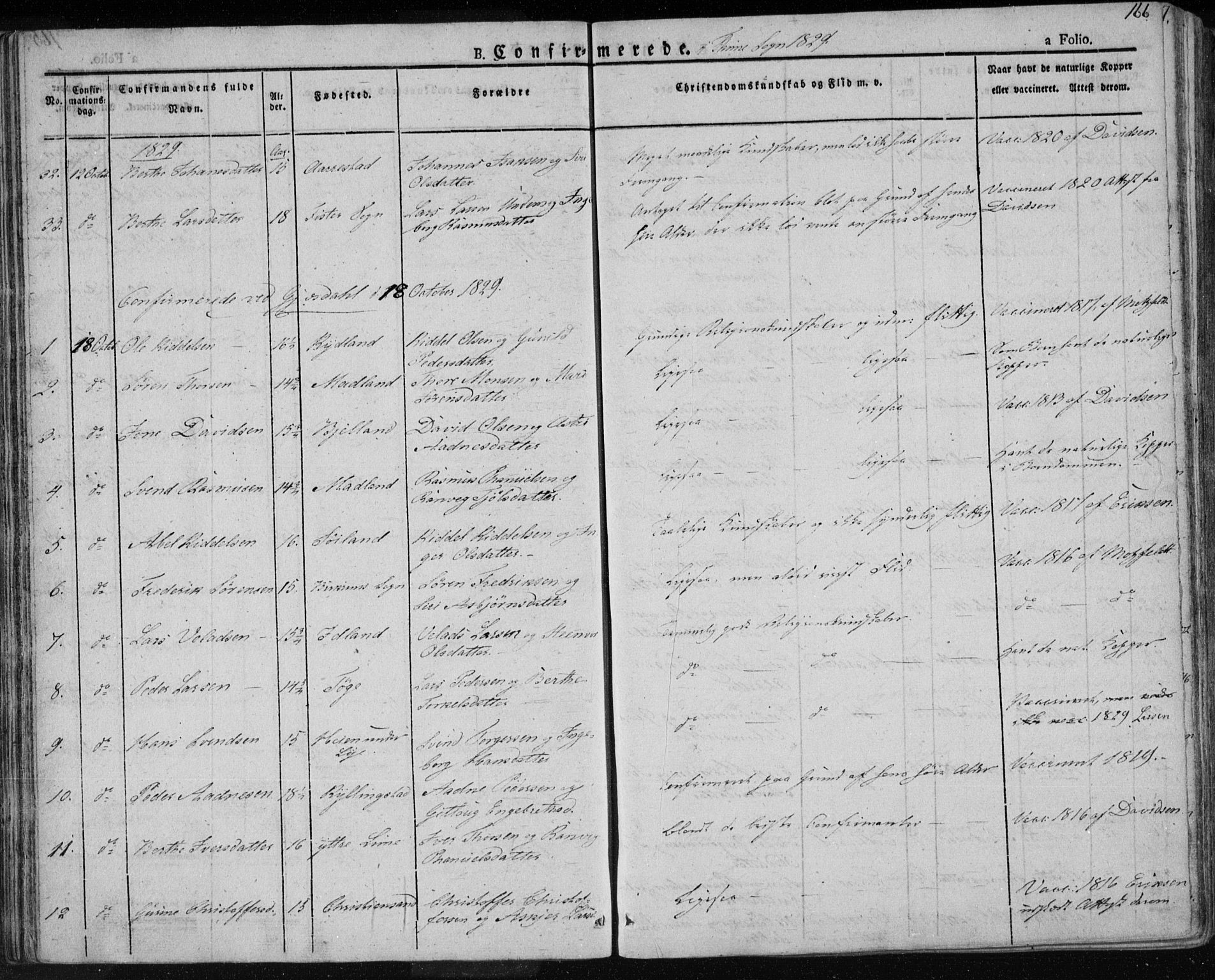 Lye sokneprestkontor, AV/SAST-A-101794/001/30BA/L0004: Parish register (official) no. A 4, 1826-1841, p. 166