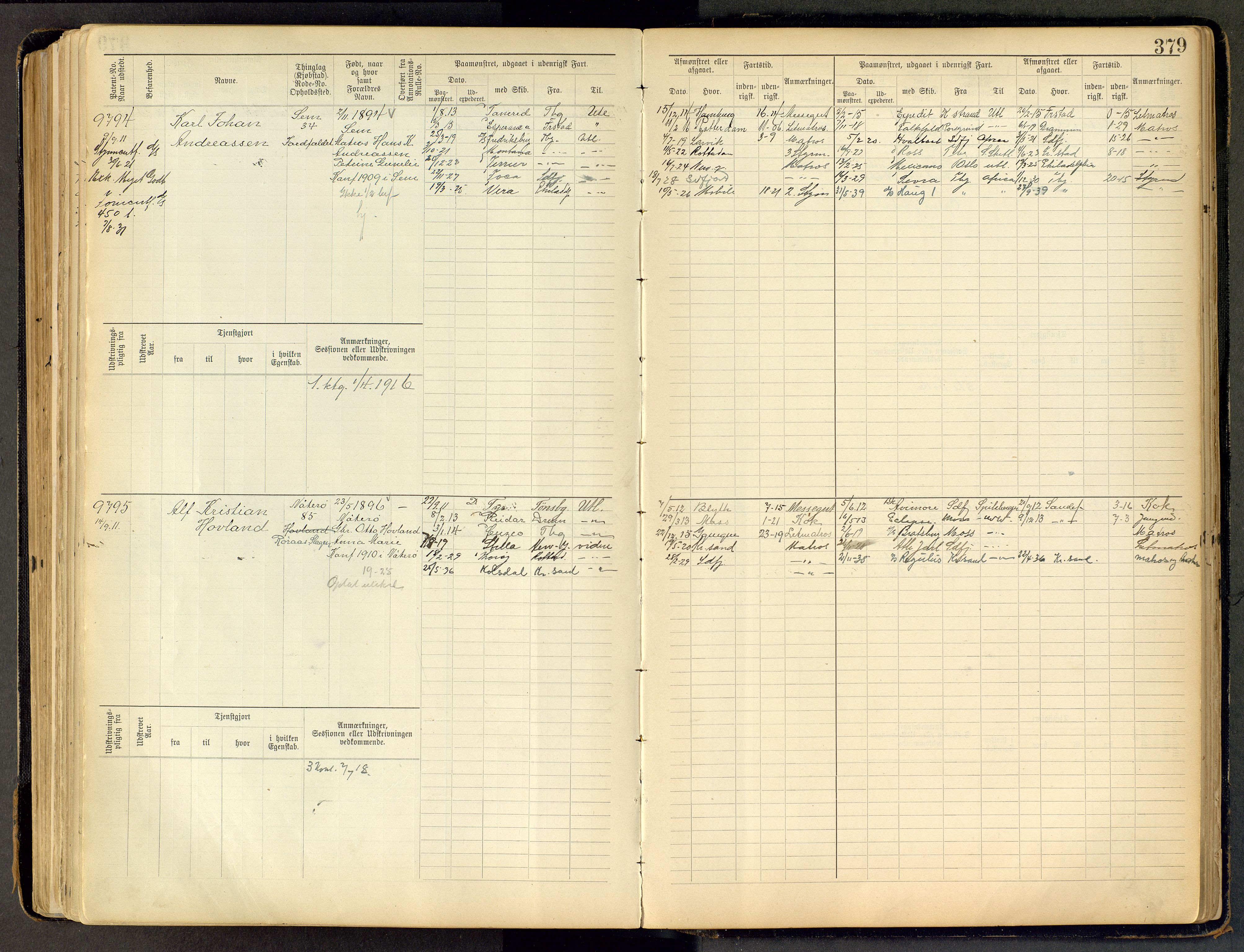 Tønsberg innrulleringskontor, AV/SAKO-A-786/F/Fc/Fca/L0011: Hovedrulle Patent nr. 9038-9992, 1900-1912, p. 379