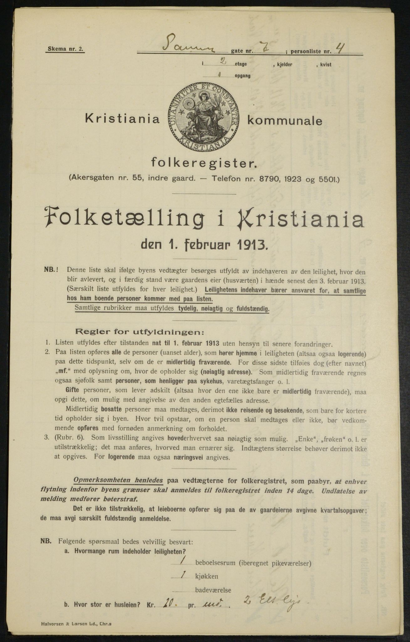 OBA, Municipal Census 1913 for Kristiania, 1913, p. 88507