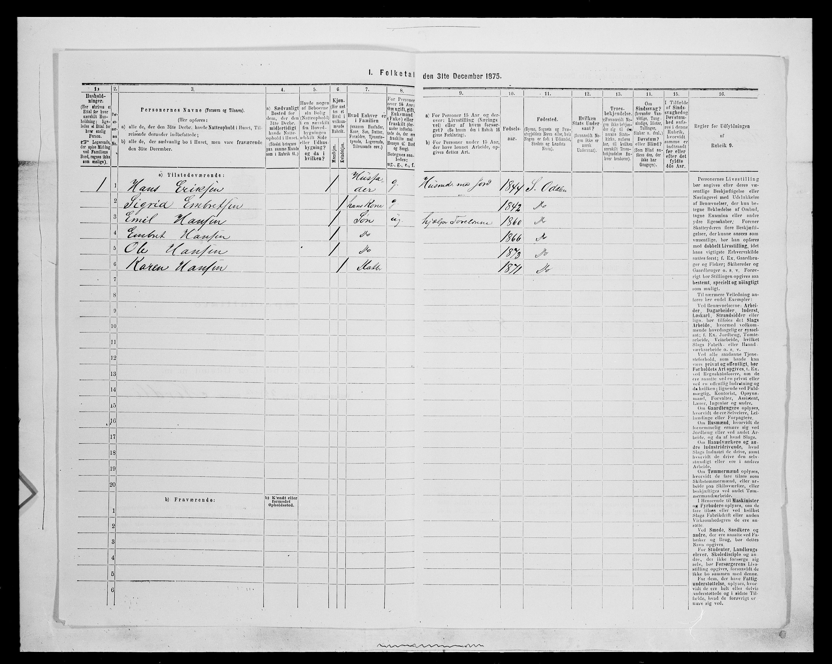 SAH, 1875 census for 0419P Sør-Odal, 1875, p. 1456