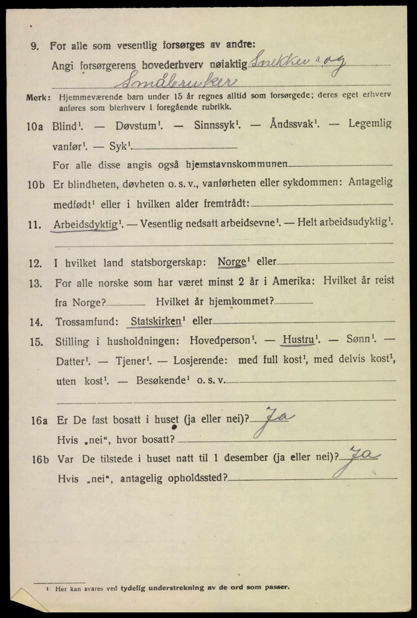 SAK, 1920 census for Fjotland, 1920, p. 687