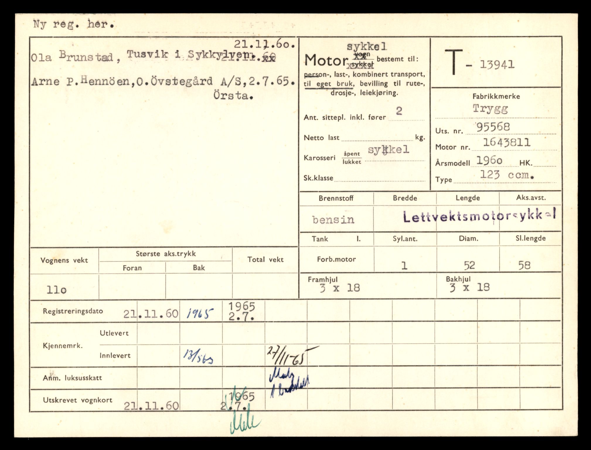 Møre og Romsdal vegkontor - Ålesund trafikkstasjon, AV/SAT-A-4099/F/Fe/L0042: Registreringskort for kjøretøy T 13906 - T 14079, 1927-1998, p. 616