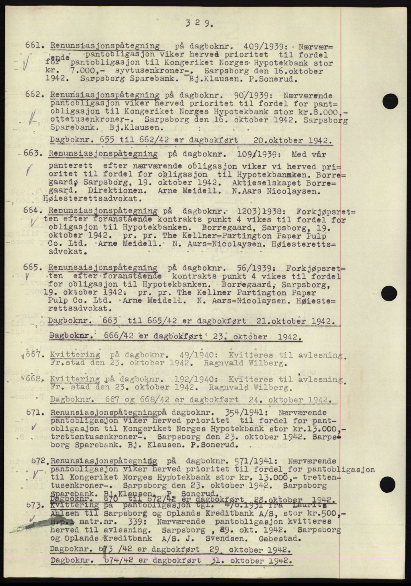 Sarpsborg byfogd, SAO/A-10864/G/Ga/Gae/L0001: Mortgage book no. C1, 1943-1951, Deed date: 20.10.1942