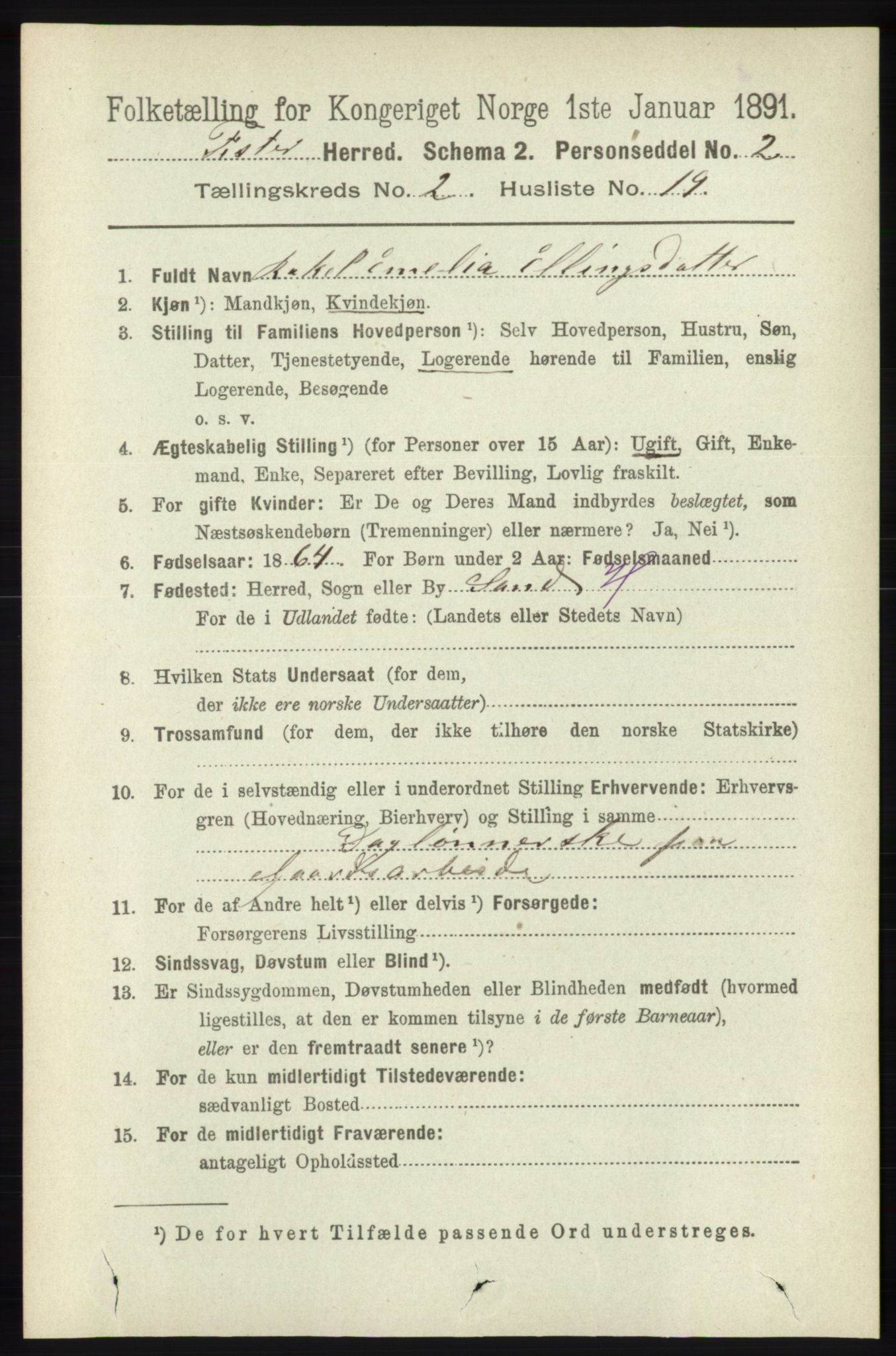 RA, 1891 census for 1132 Fister, 1891, p. 461