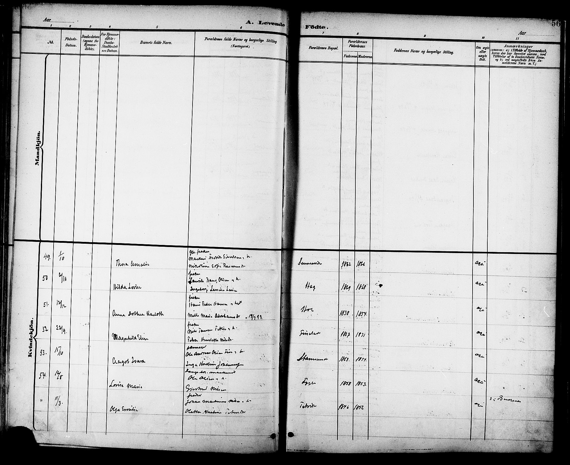 Ministerialprotokoller, klokkerbøker og fødselsregistre - Nordland, SAT/A-1459/882/L1179: Parish register (official) no. 882A01, 1886-1898, p. 56