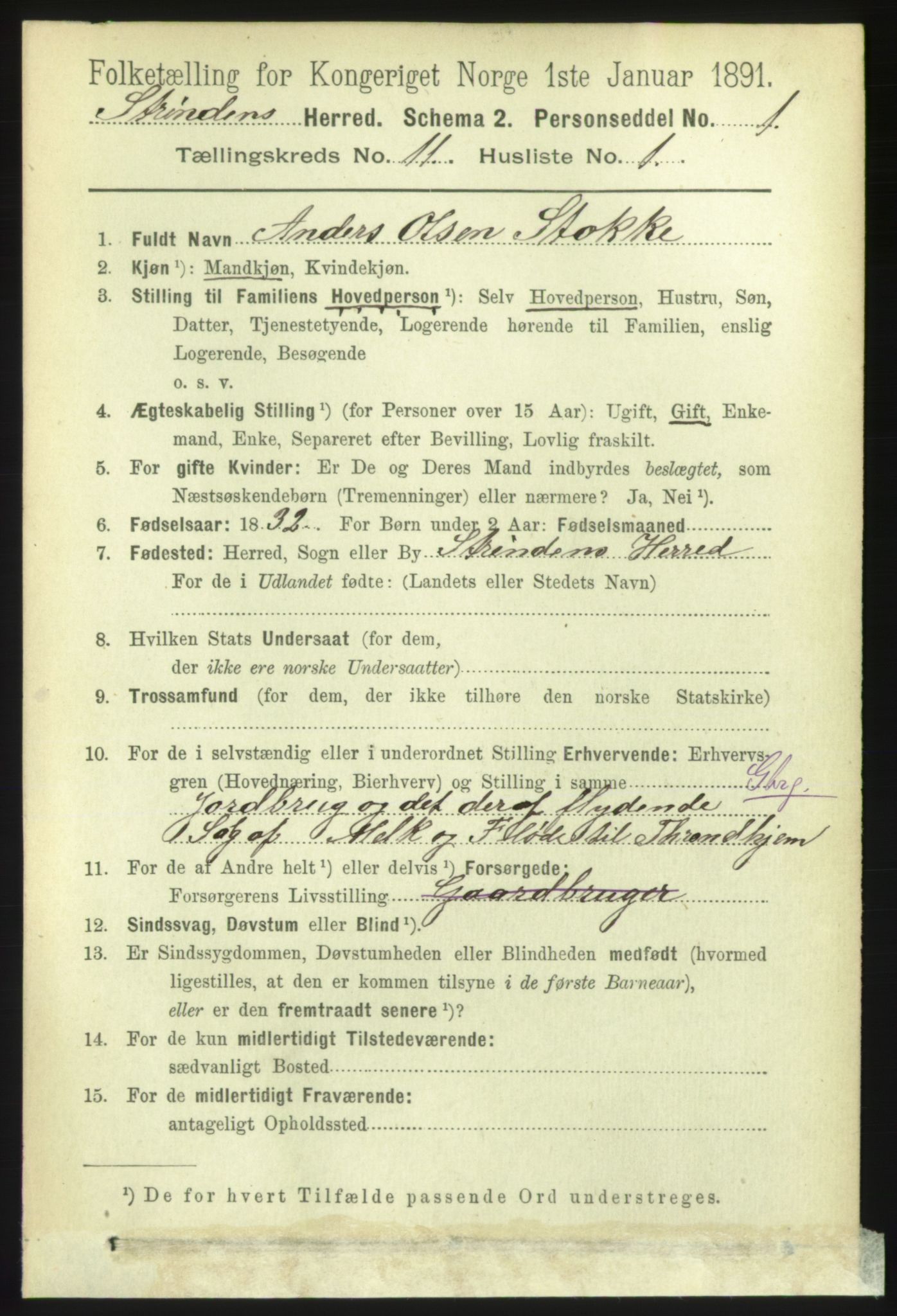 RA, 1891 census for 1660 Strinda, 1891, p. 9200