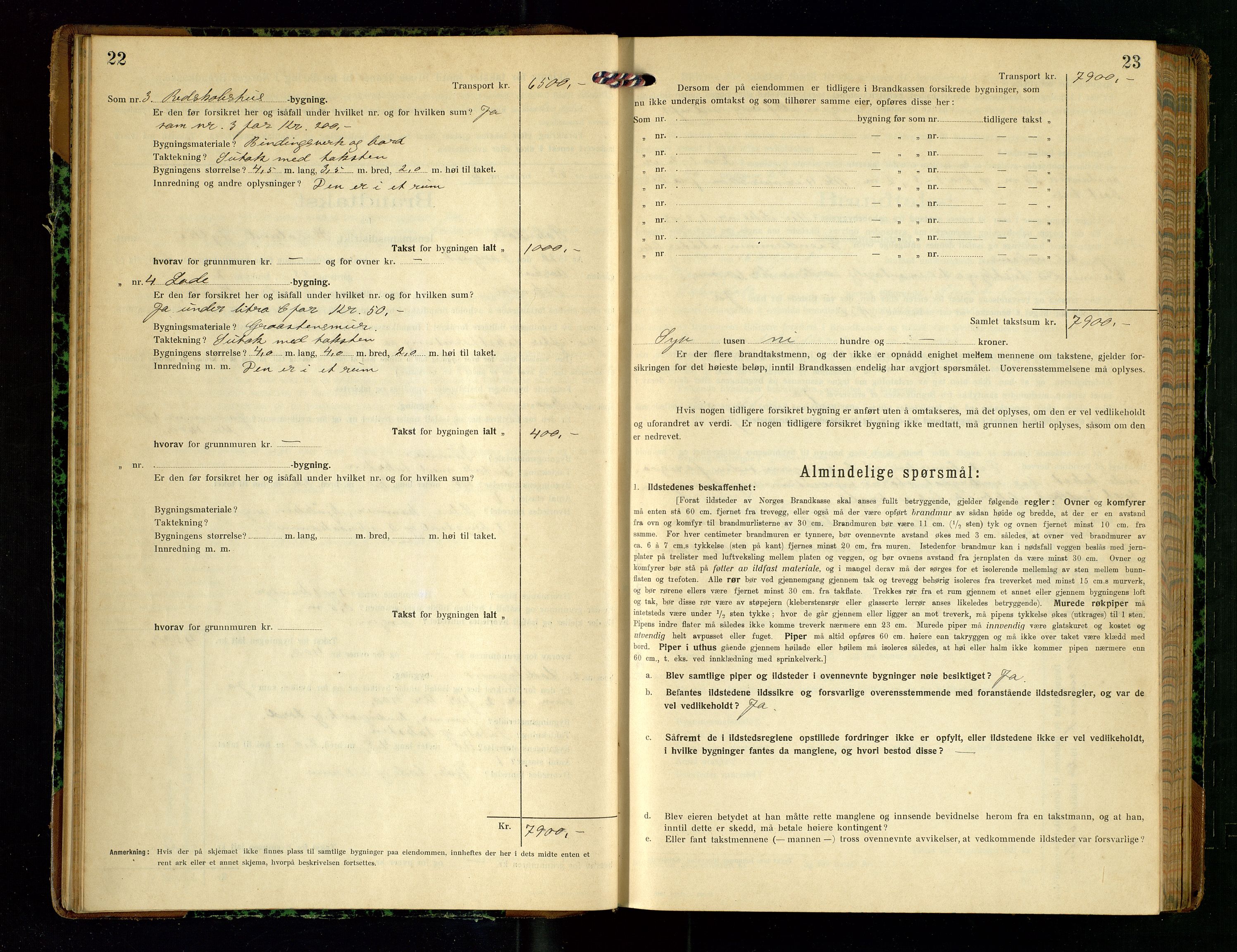 Sokndal lensmannskontor, AV/SAST-A-100417/Gob/L0005: "Brandtakst-Protokol", 1920-1924, p. 22-23