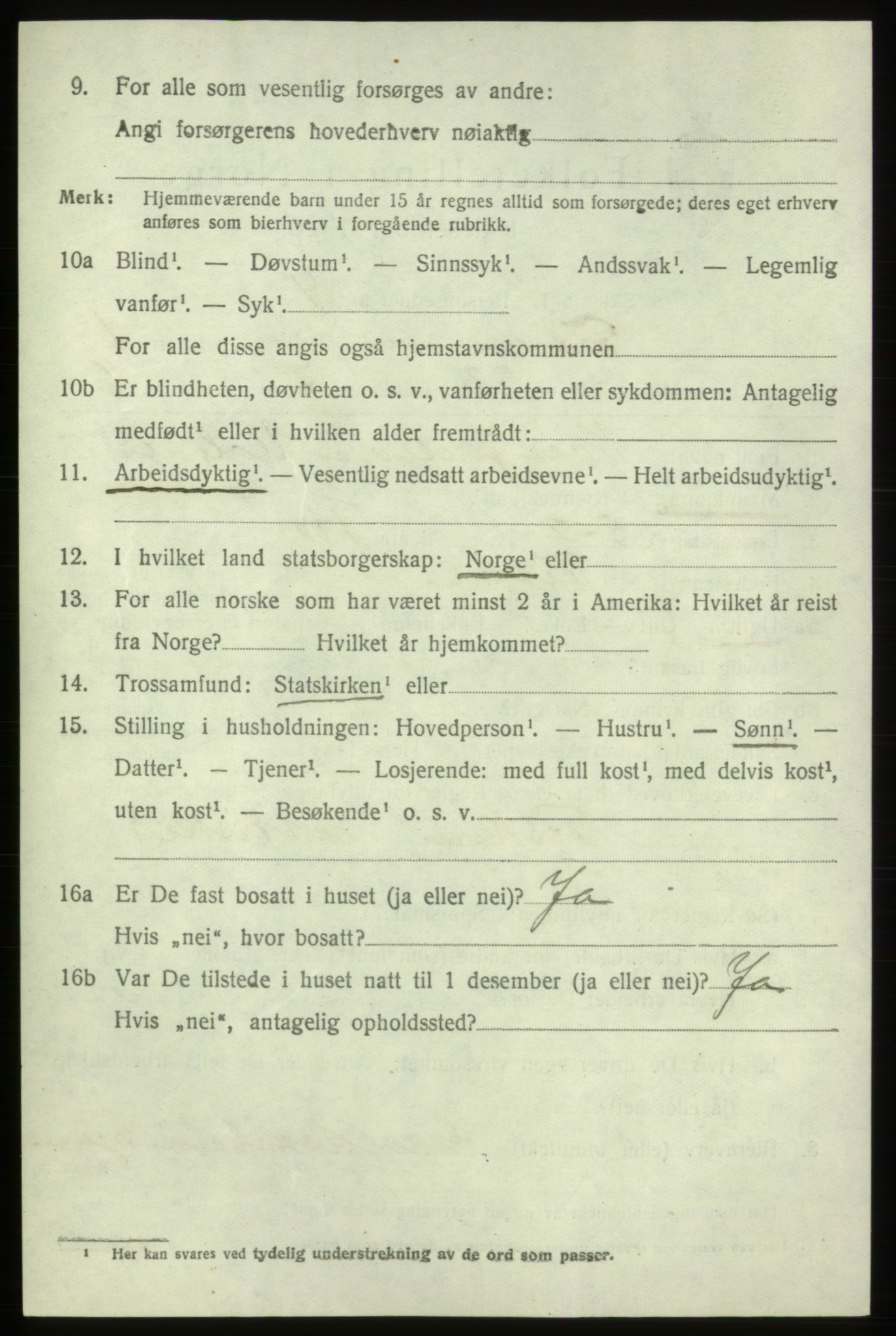 SAB, 1920 census for Fitjar, 1920, p. 1527