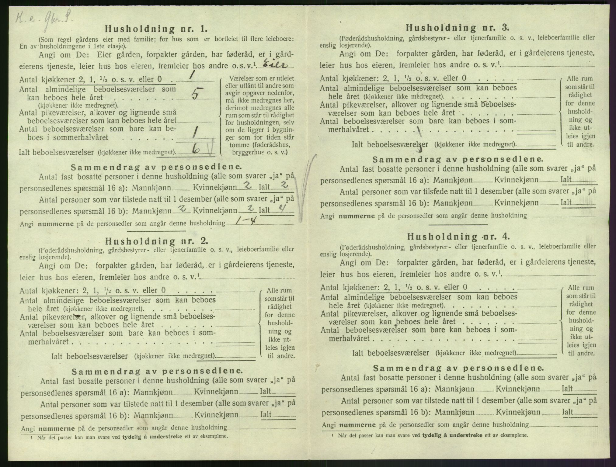 SAK, 1920 census for Bjelland, 1920, p. 42