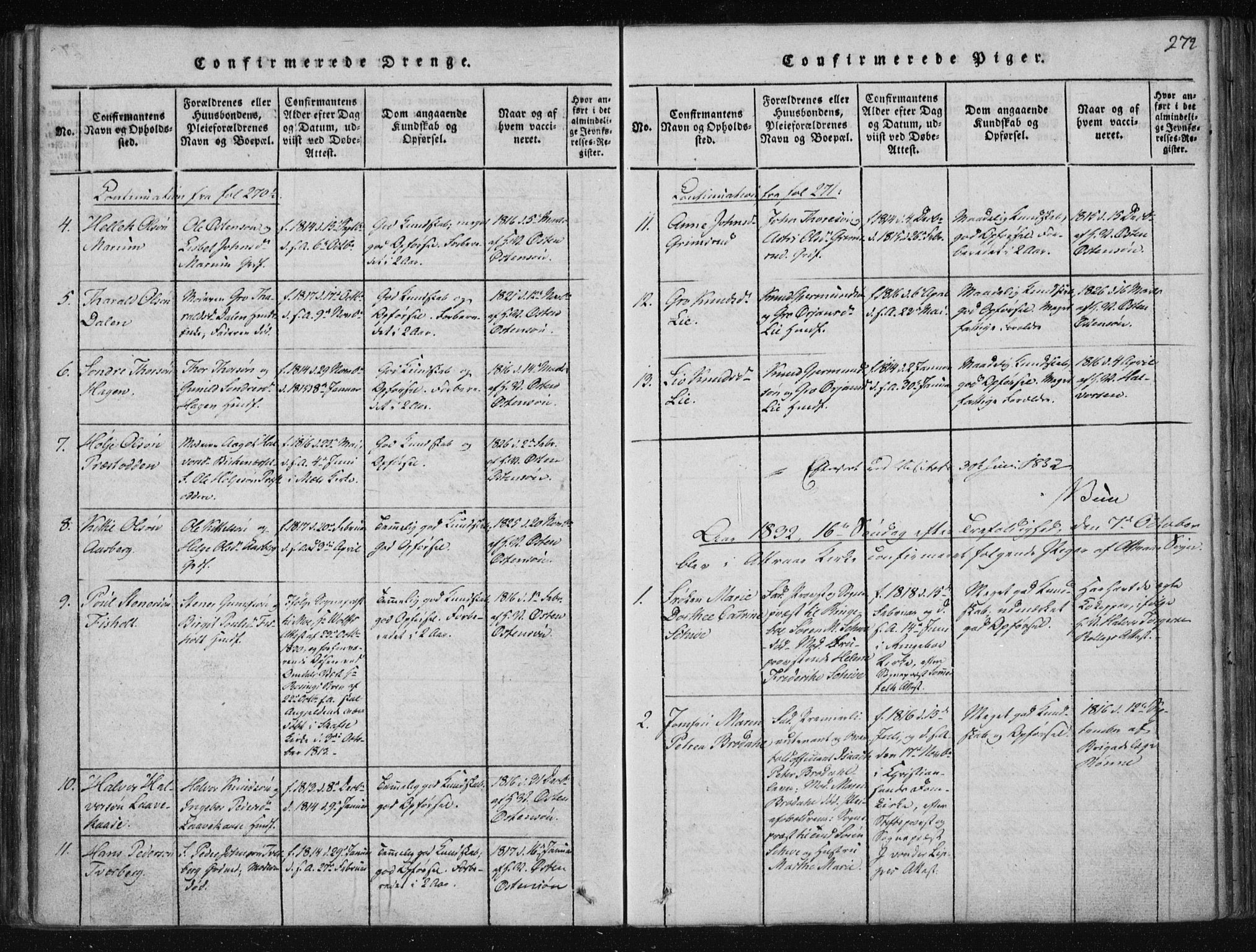 Tinn kirkebøker, AV/SAKO-A-308/F/Fa/L0004: Parish register (official) no. I 4, 1815-1843, p. 271b-272a