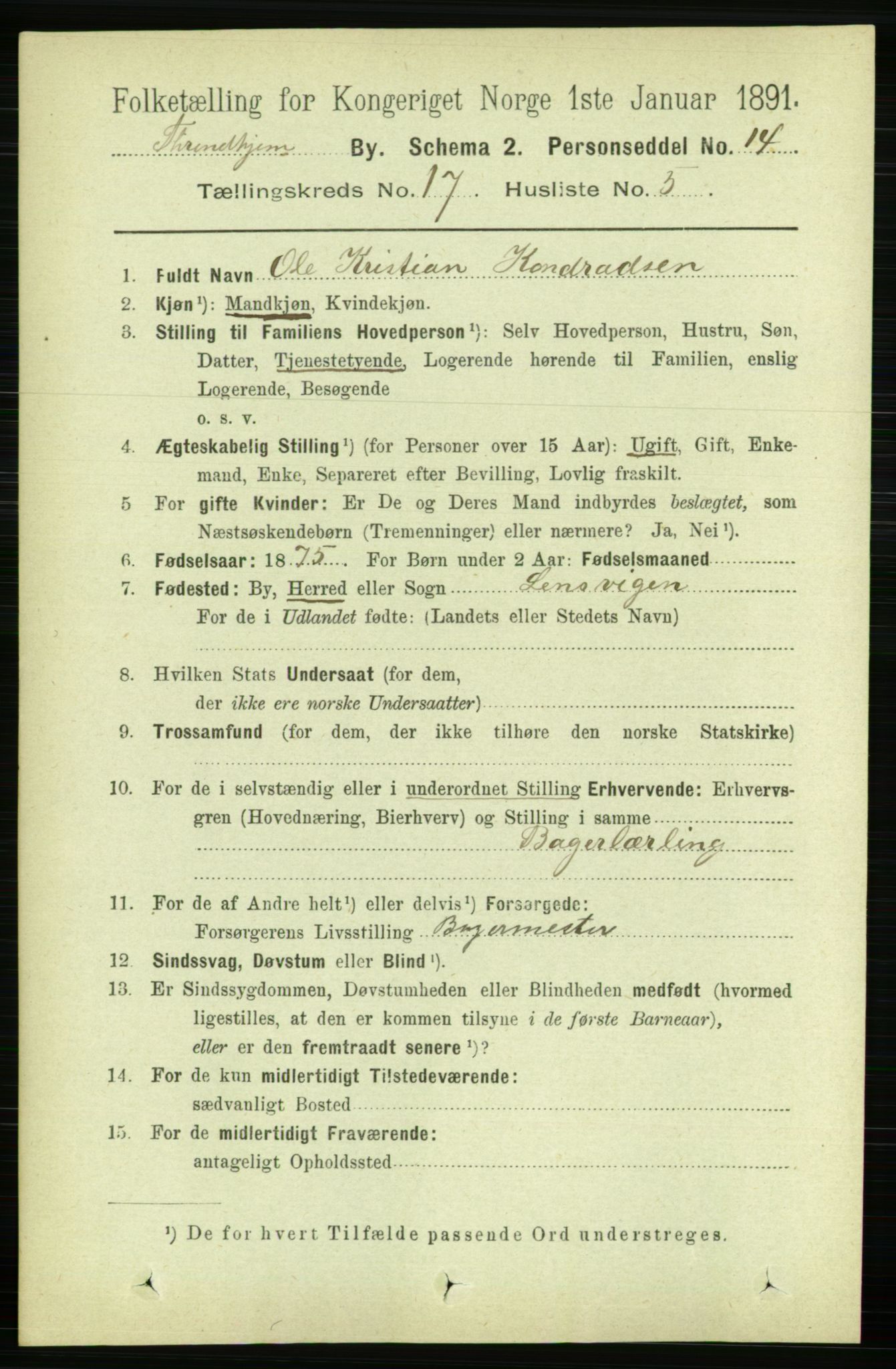 RA, 1891 census for 1601 Trondheim, 1891, p. 13261