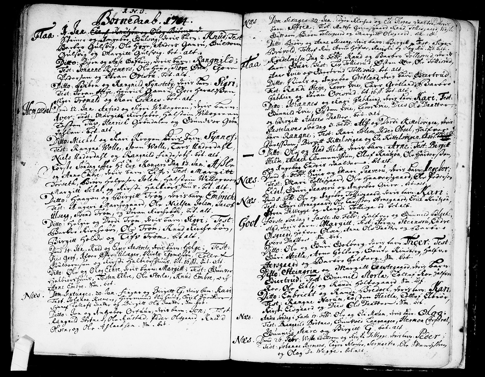 Nes kirkebøker, SAKO/A-236/F/Fa/L0001: Parish register (official) no. 1, 1693-1706, p. 89