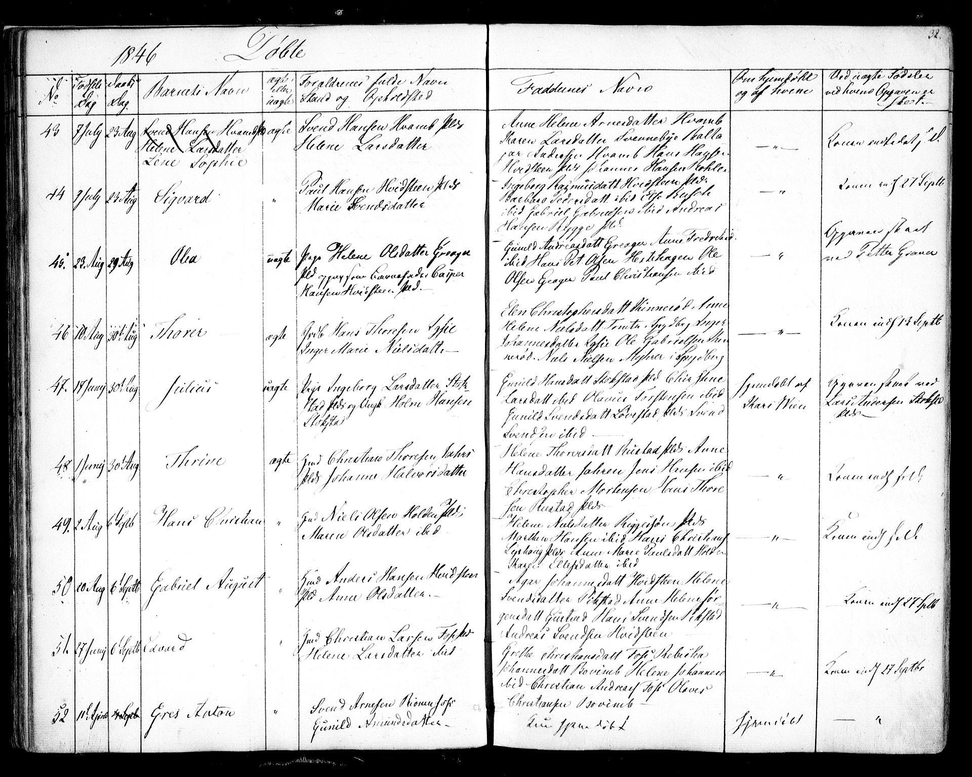 Hobøl prestekontor Kirkebøker, SAO/A-2002/F/Fa/L0003: Parish register (official) no. I 3, 1842-1864, p. 32
