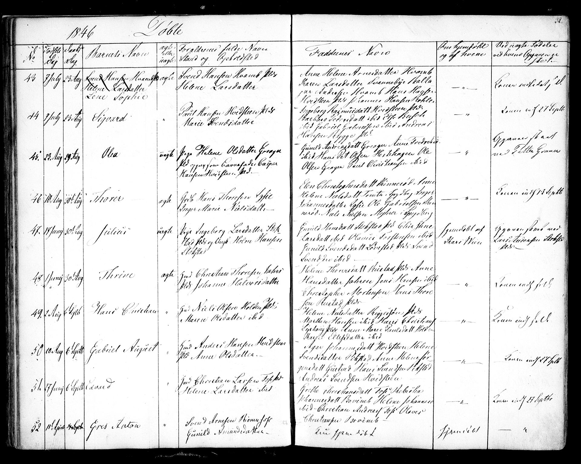 Hobøl prestekontor Kirkebøker, AV/SAO-A-2002/F/Fa/L0003: Parish register (official) no. I 3, 1842-1864, p. 32