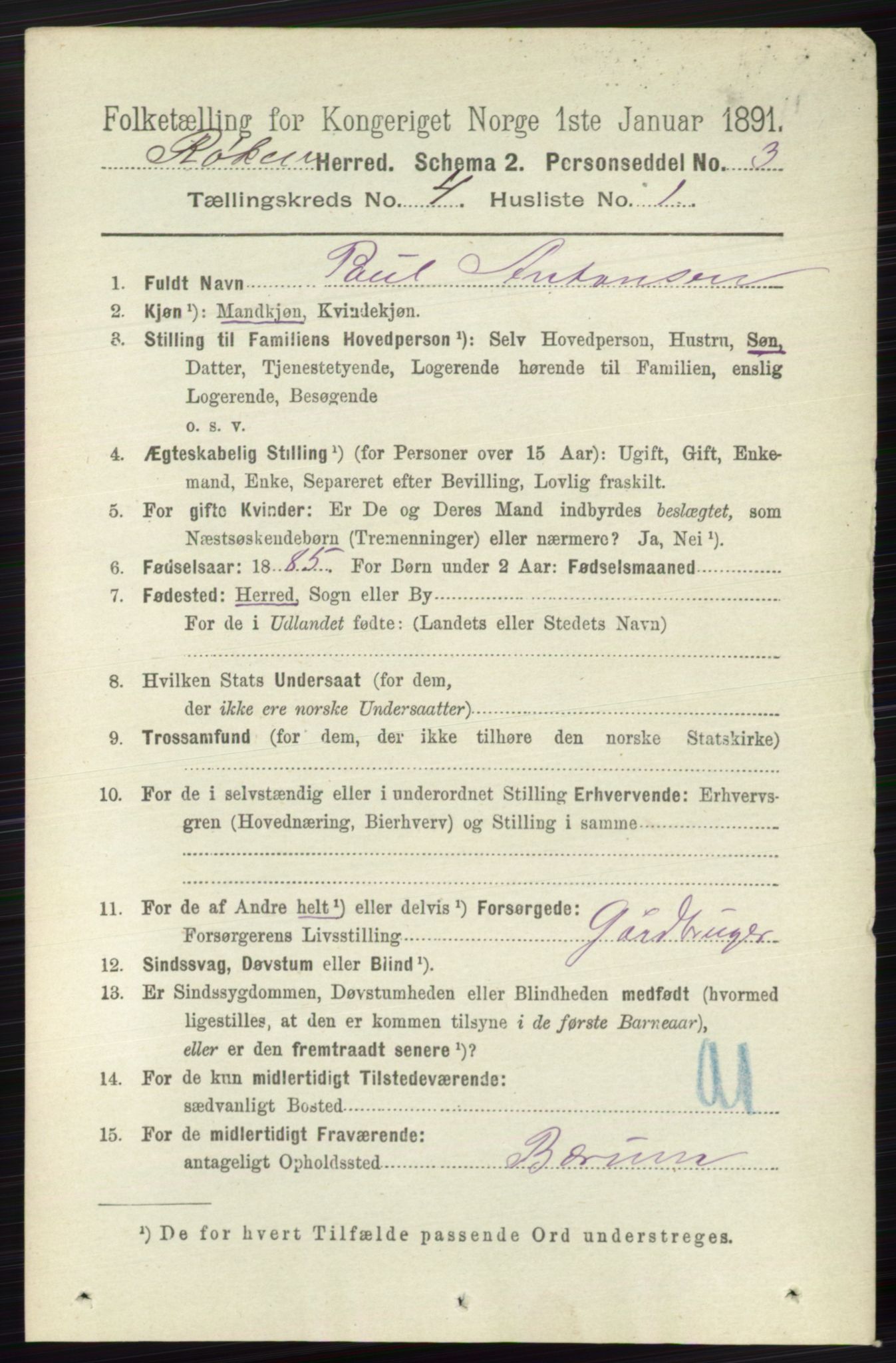 RA, 1891 census for 0627 Røyken, 1891, p. 1859