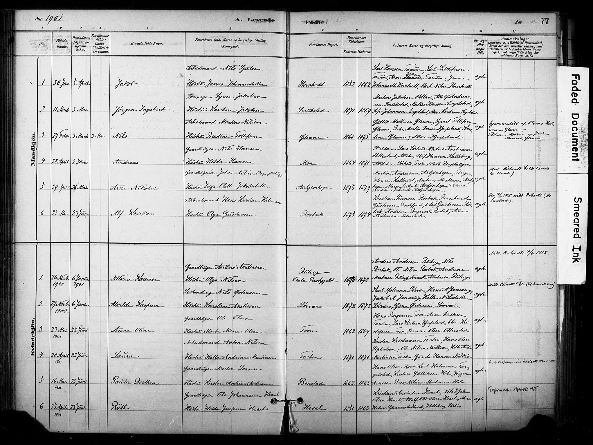 Lardal kirkebøker, AV/SAKO-A-350/F/Fb/L0001: Parish register (official) no. II 1, 1881-1911, p. 77