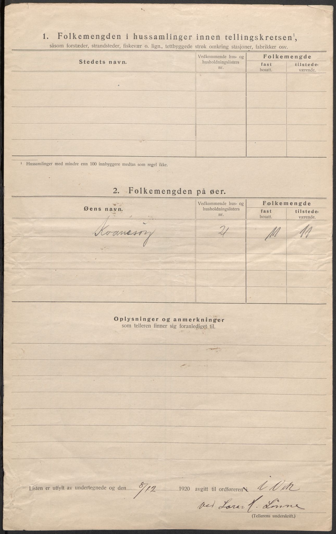 SAB, 1920 census for Vik, 1920, p. 53