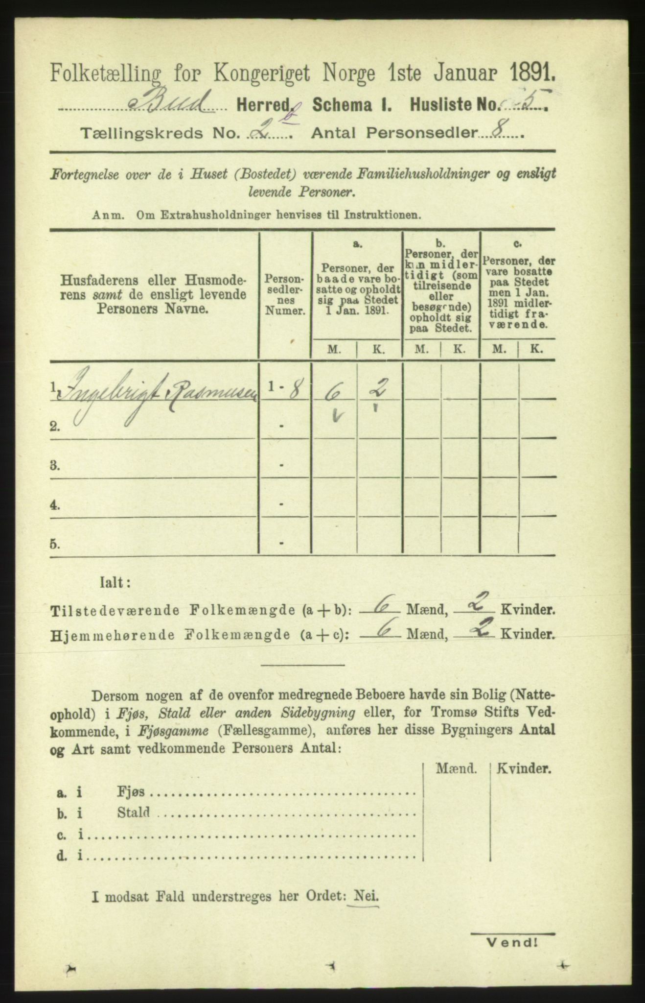 RA, 1891 census for 1549 Bud, 1891, p. 1200