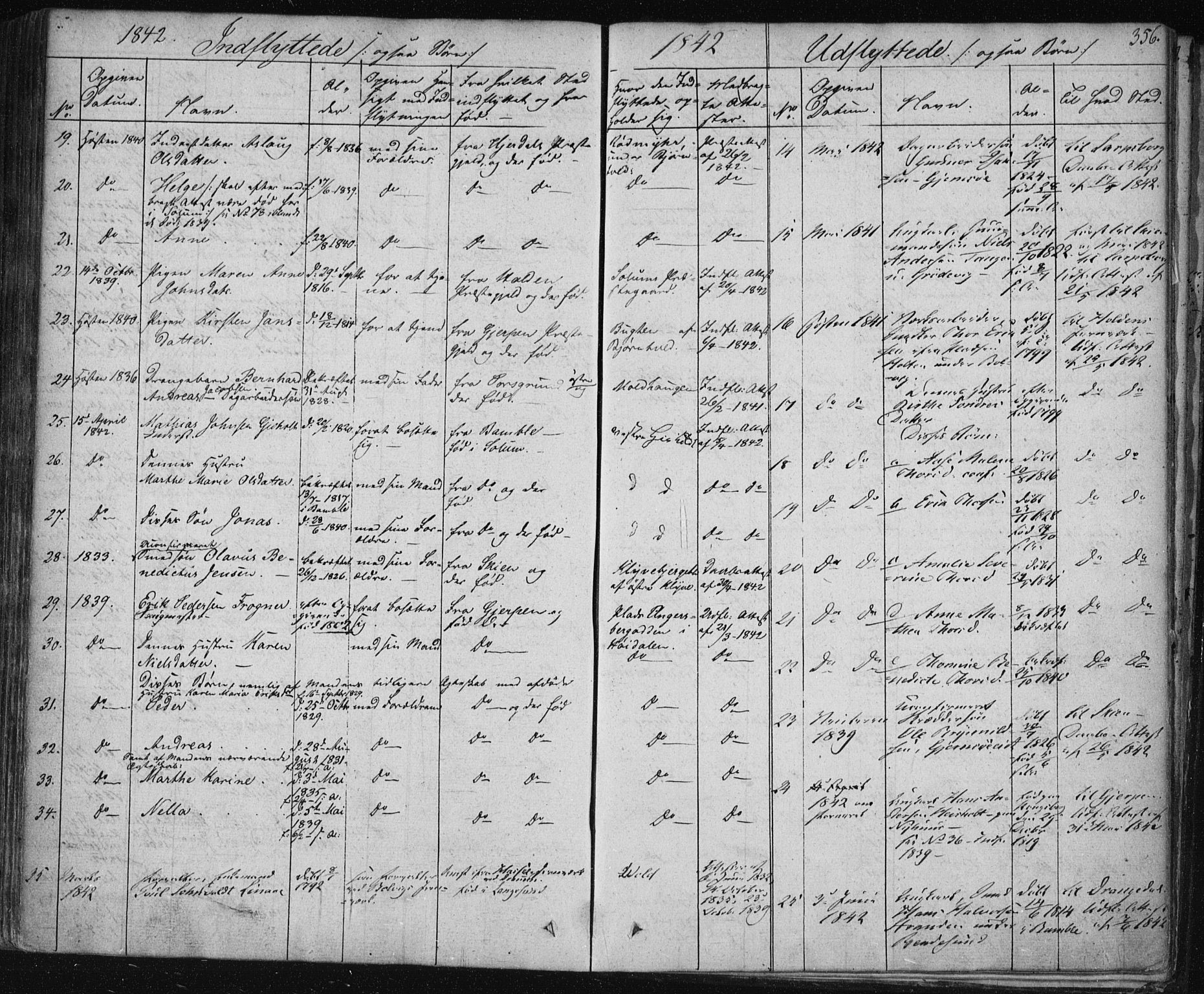 Solum kirkebøker, AV/SAKO-A-306/F/Fa/L0005: Parish register (official) no. I 5, 1833-1843, p. 356