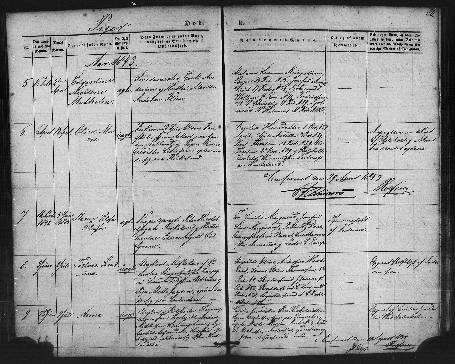 St. Jørgens hospital og Årstad sokneprestembete, AV/SAB-A-99934: Parish register (copy) no. A 2, 1843-1863, p. 80