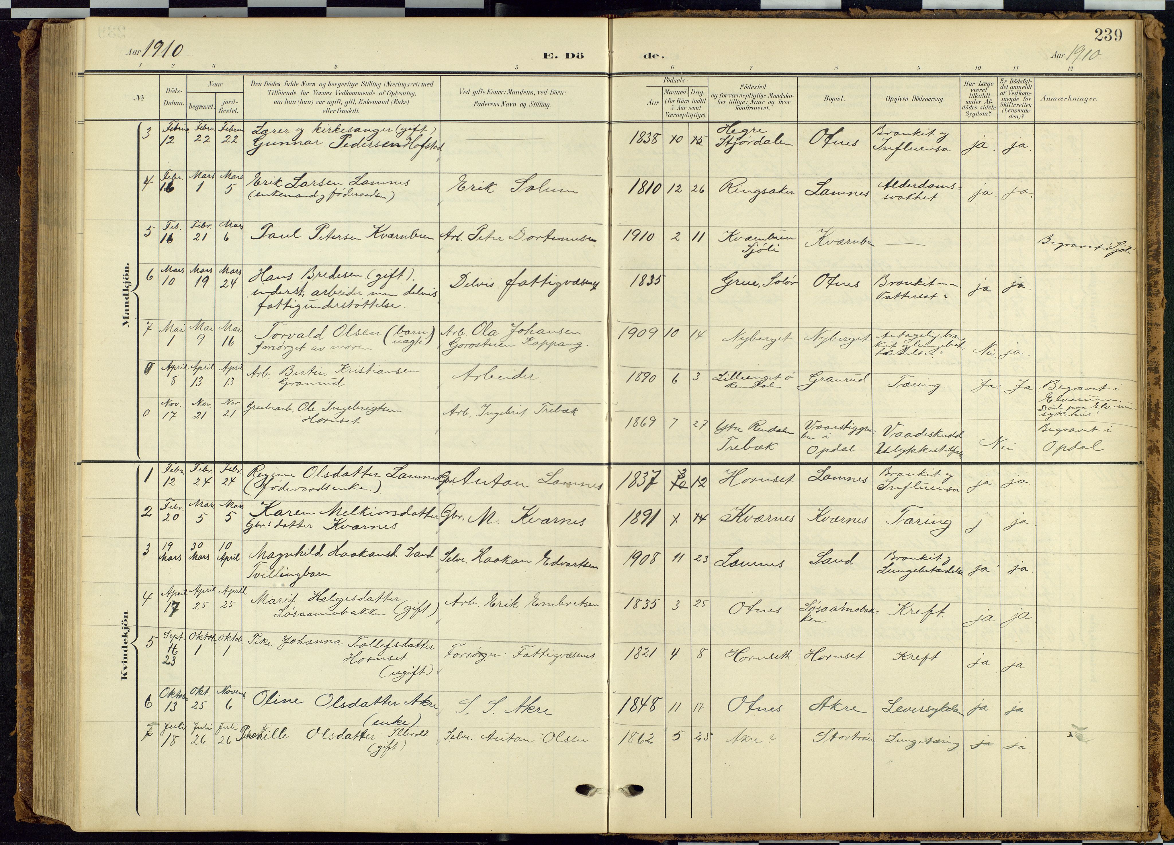 Rendalen prestekontor, AV/SAH-PREST-054/H/Ha/Hab/L0010: Parish register (copy) no. 10, 1903-1940, p. 239