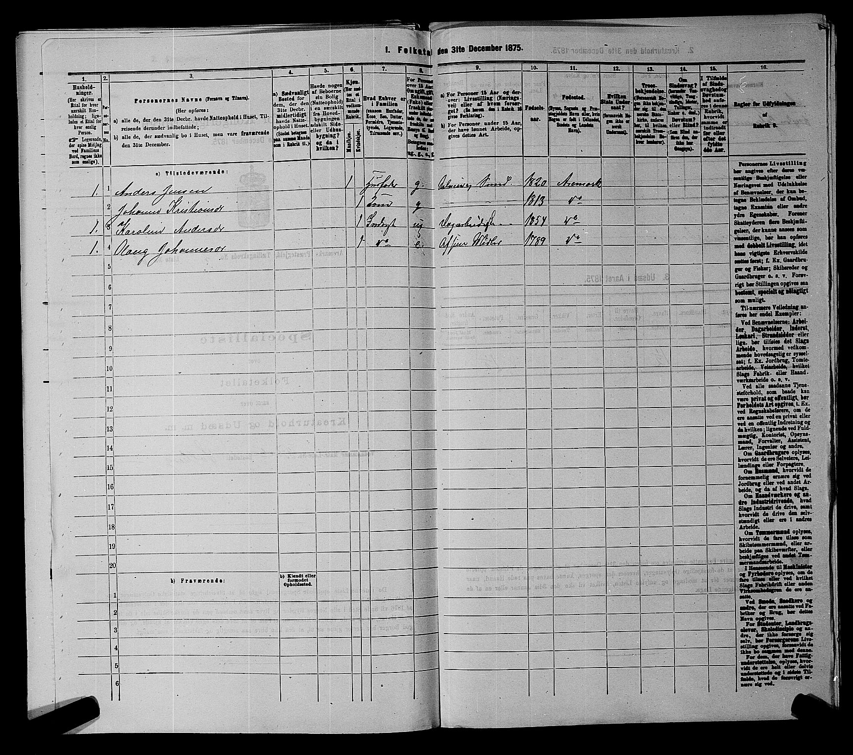 RA, 1875 census for 0118P Aremark, 1875, p. 350