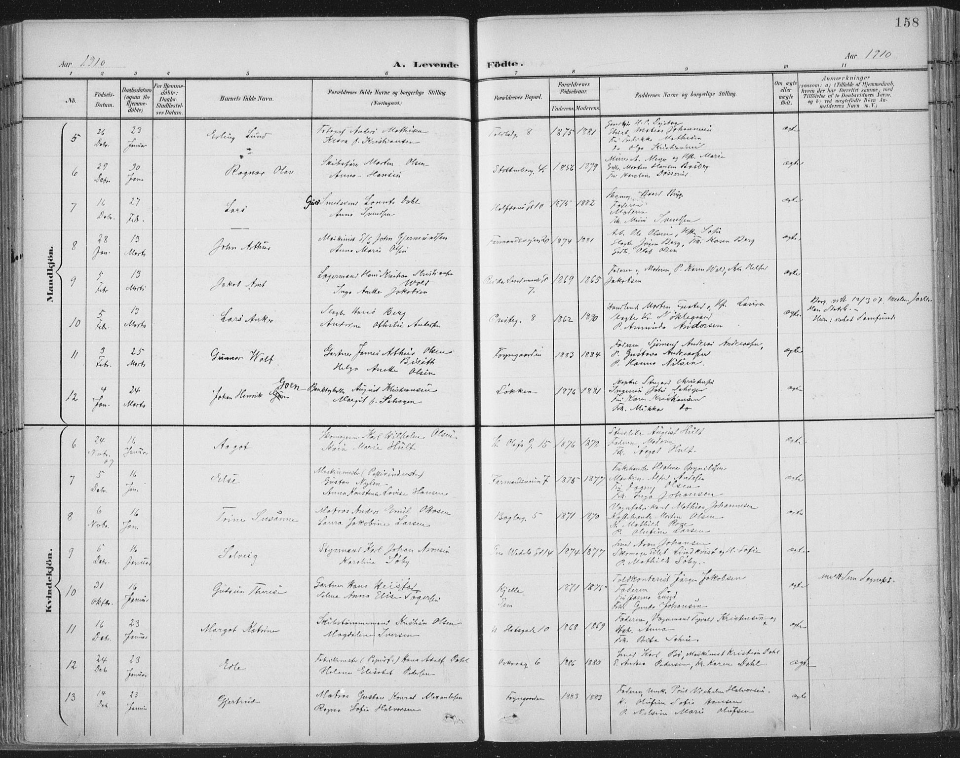 Tønsberg kirkebøker, SAKO/A-330/F/Fa/L0014: Parish register (official) no. I 14, 1900-1913, p. 158