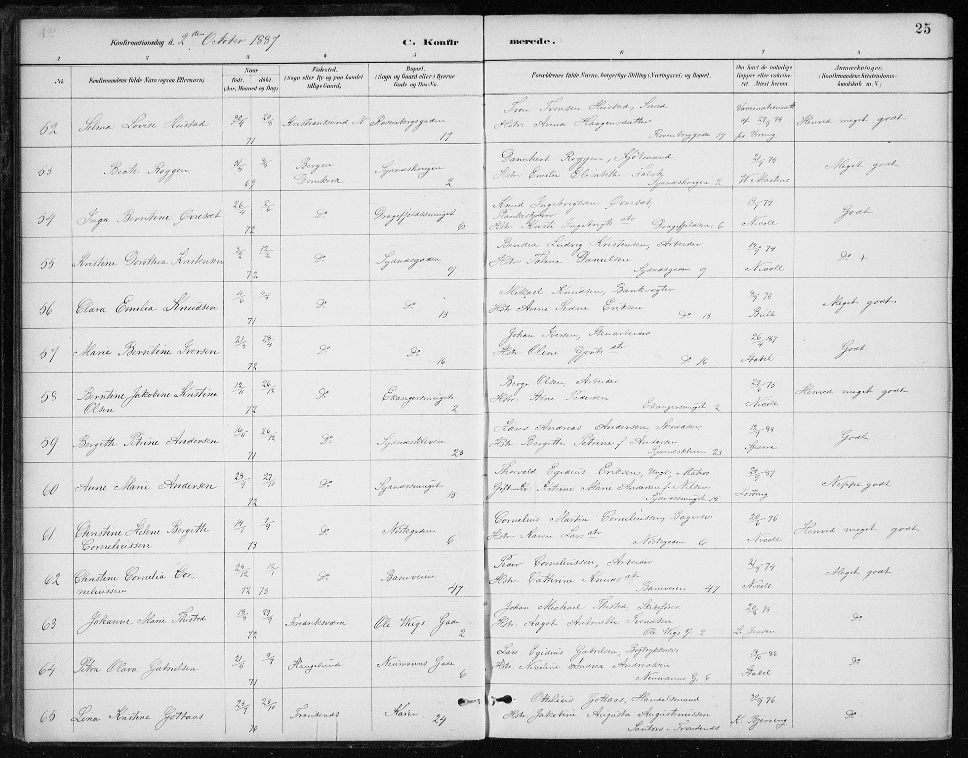 Johanneskirken sokneprestembete, AV/SAB-A-76001/H/Haa/L0008: Parish register (official) no. C 1, 1885-1907, p. 25