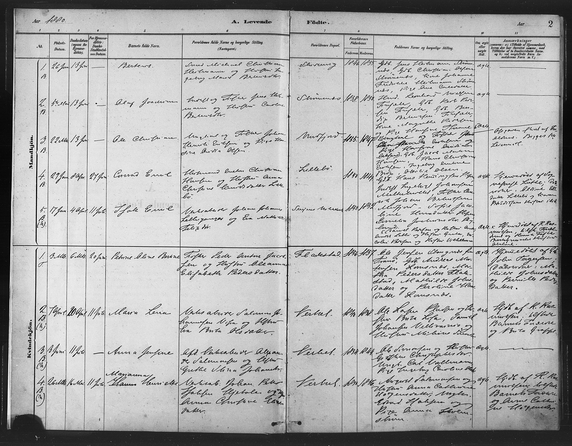 Berg sokneprestkontor, SATØ/S-1318/G/Ga/Gaa/L0004kirke: Parish register (official) no. 4, 1880-1894, p. 2