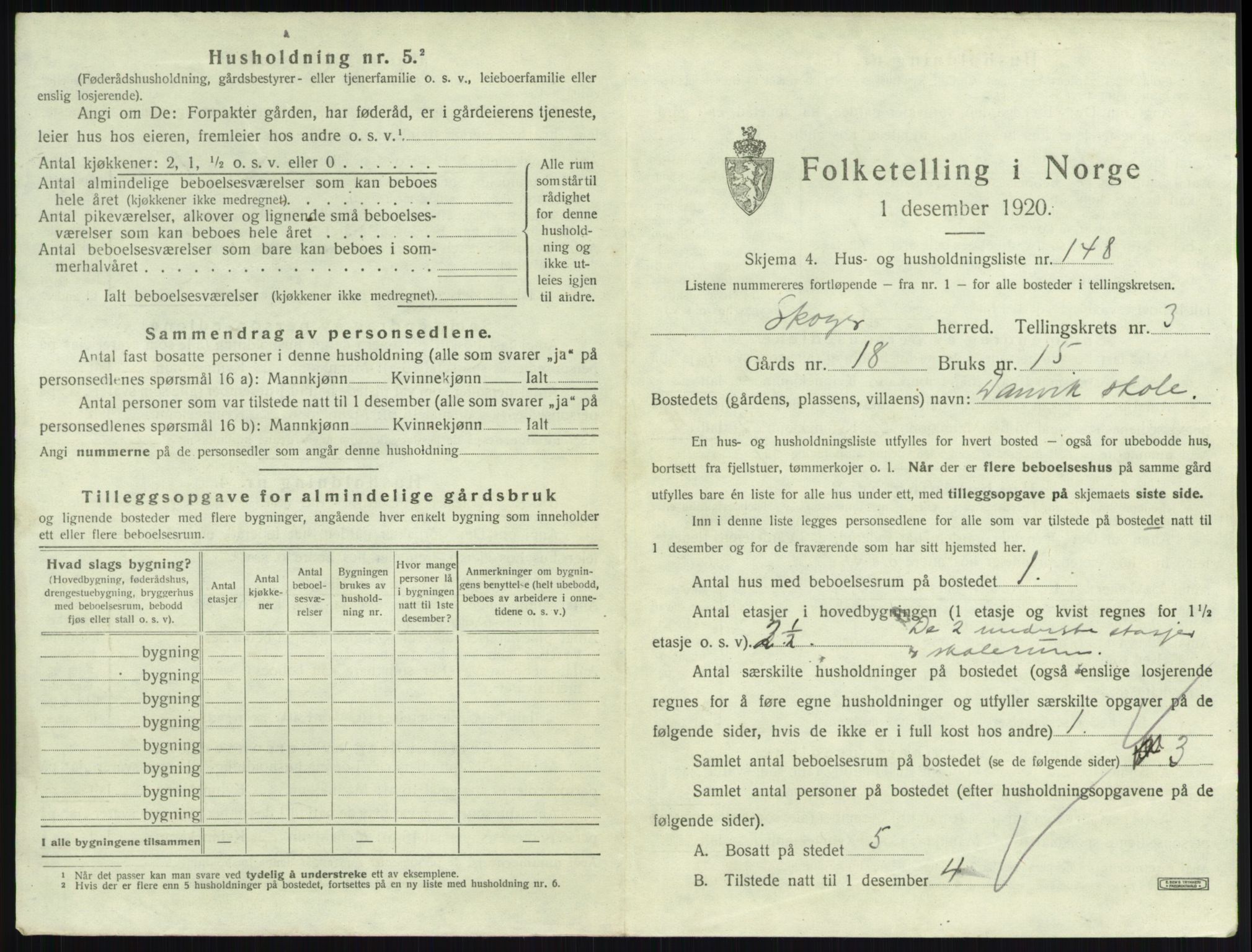 SAKO, 1920 census for Skoger, 1920, p. 875