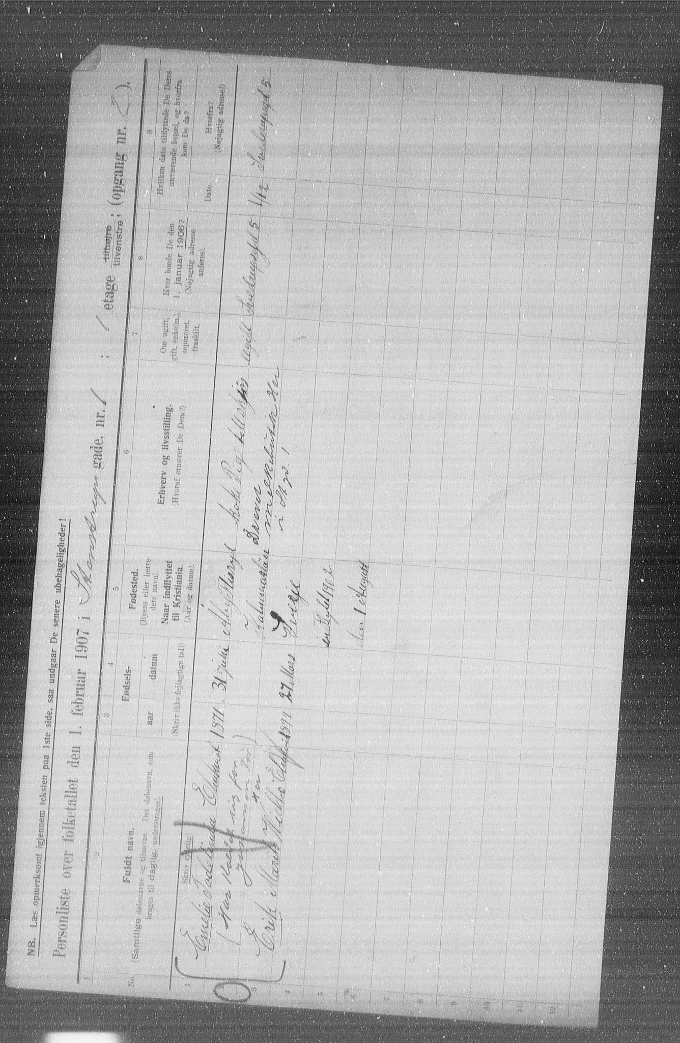 OBA, Municipal Census 1907 for Kristiania, 1907, p. 51356