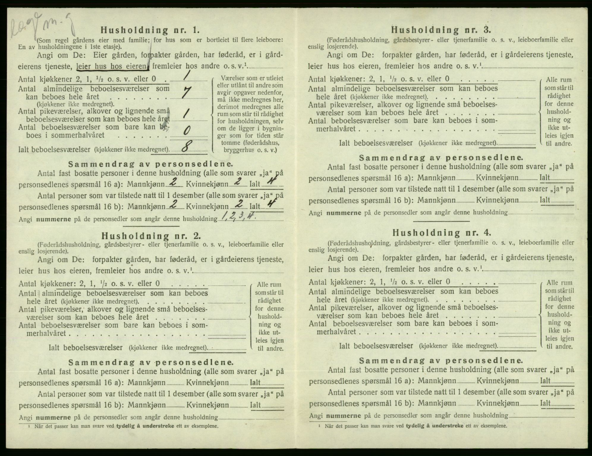 SAB, 1920 census for Ølen, 1920, p. 267