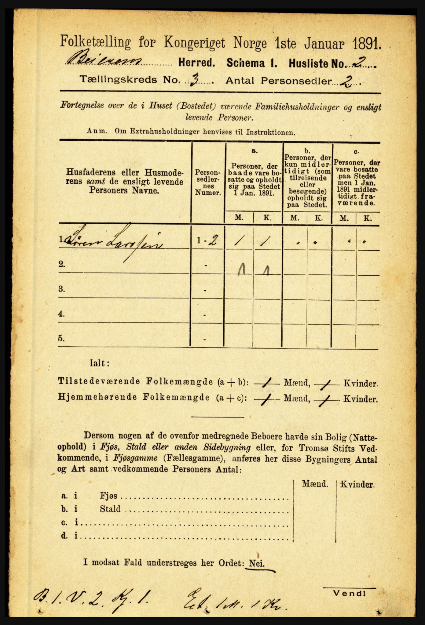 RA, 1891 census for 1839 Beiarn, 1891, p. 957