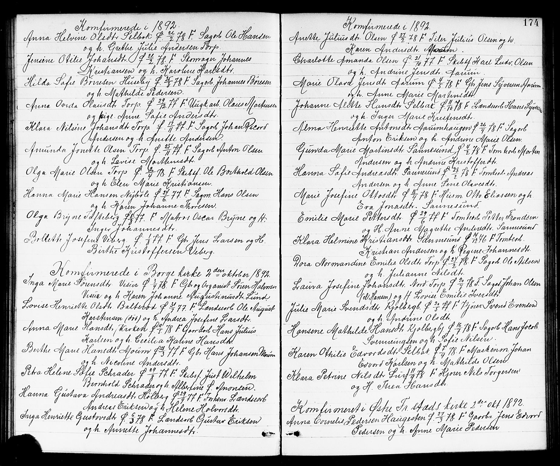 Borge prestekontor Kirkebøker, SAO/A-10903/G/Ga/L0002: Parish register (copy) no. I 2, 1875-1923, p. 174