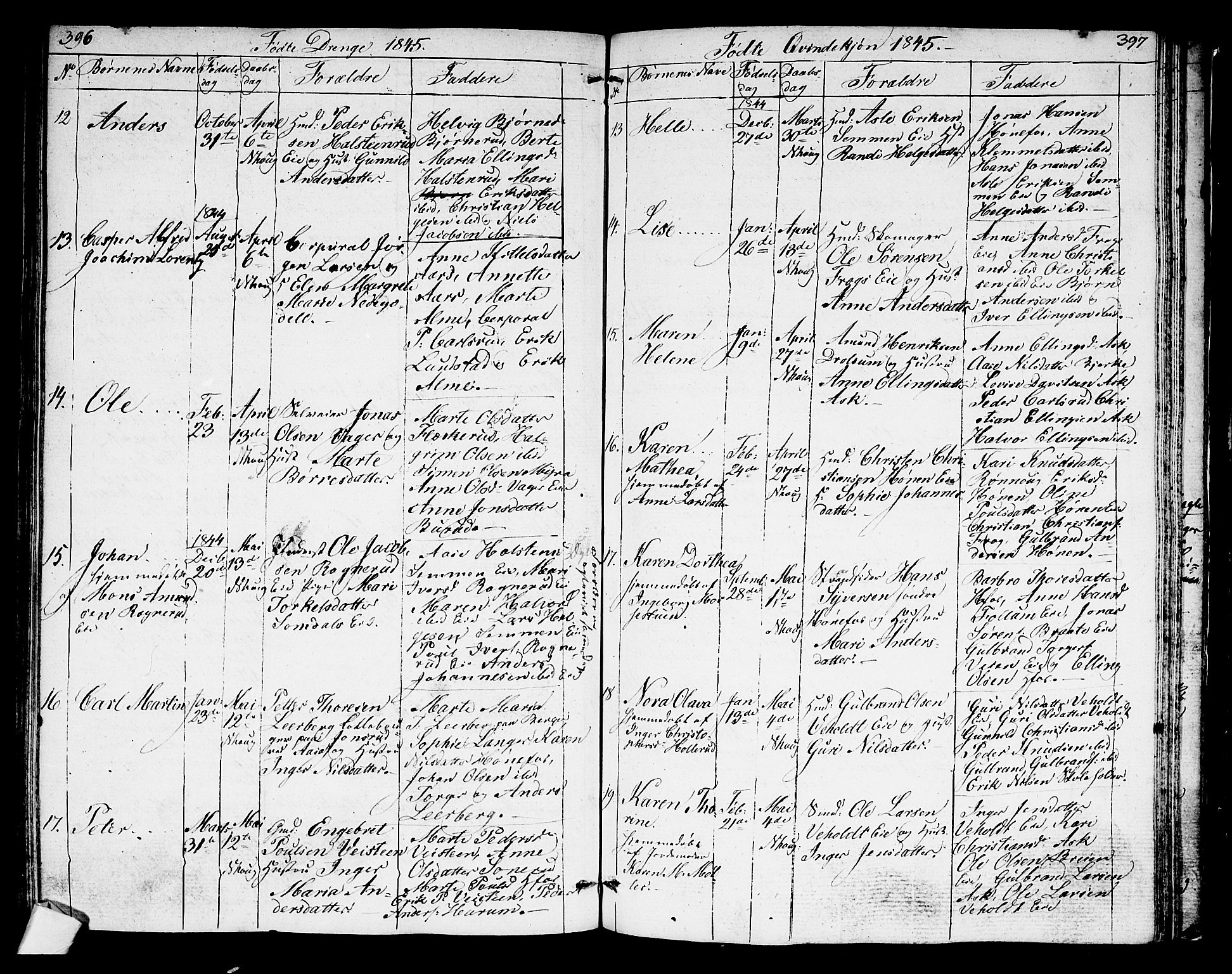 Norderhov kirkebøker, AV/SAKO-A-237/G/Ga/L0004: Parish register (copy) no. I 4, 1824-1849, p. 396-397