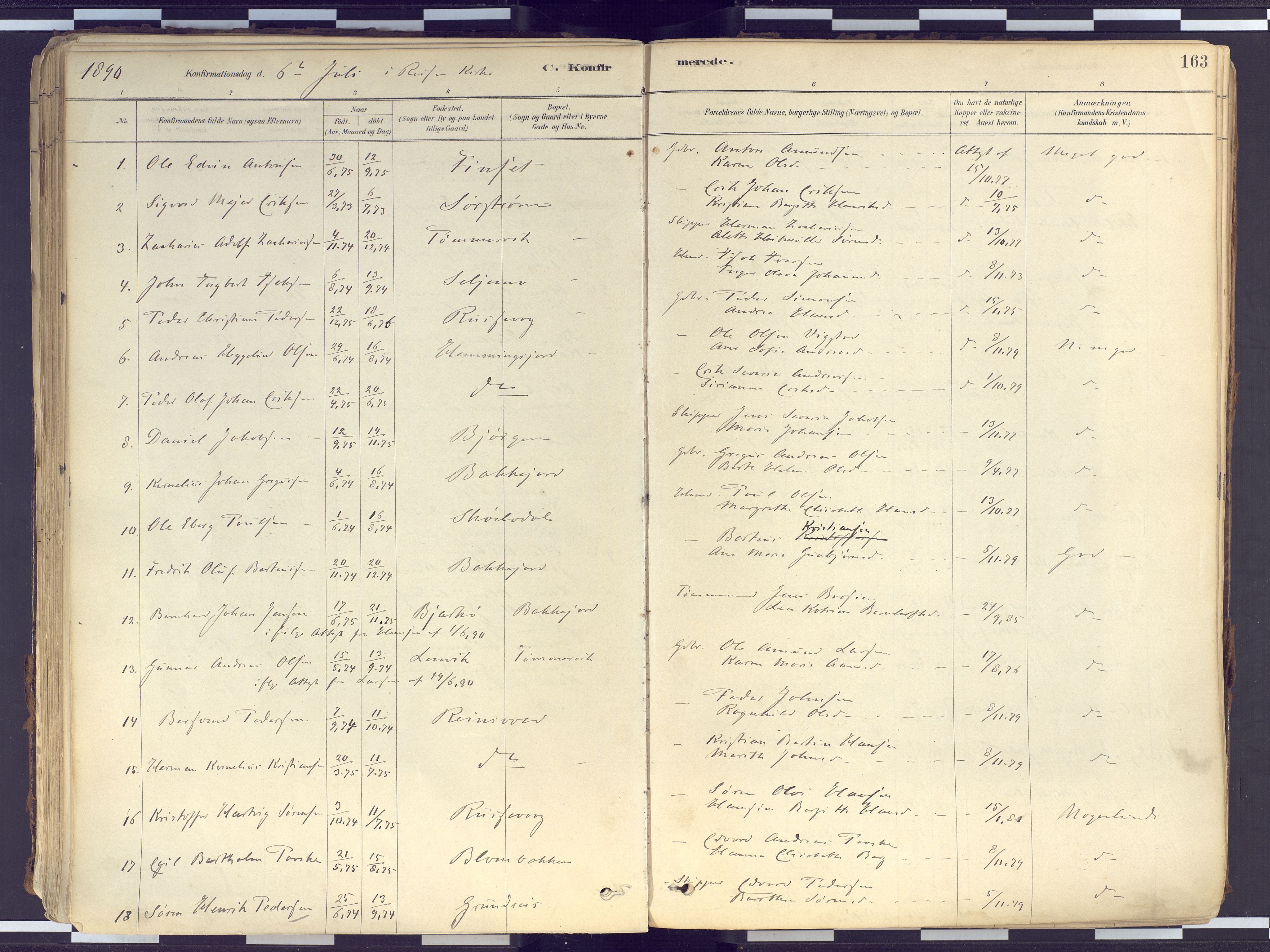 Tranøy sokneprestkontor, AV/SATØ-S-1313/I/Ia/Iaa/L0010kirke: Parish register (official) no. 10, 1878-1904, p. 163
