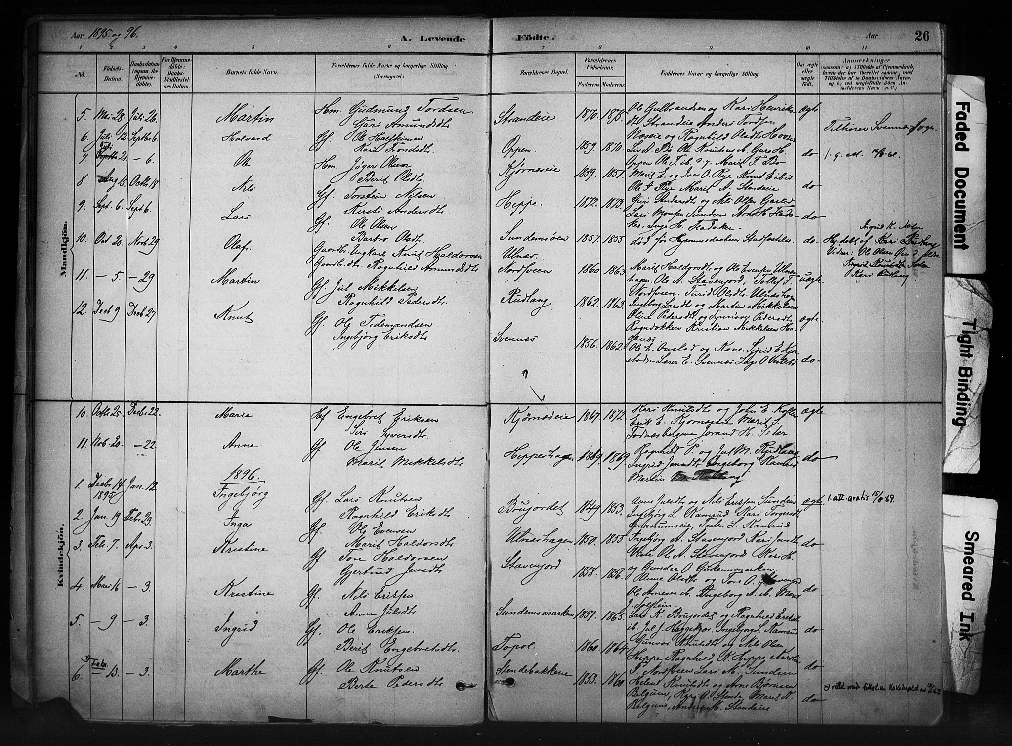 Nord-Aurdal prestekontor, AV/SAH-PREST-132/H/Ha/Haa/L0011: Parish register (official) no. 11, 1883-1896, p. 26