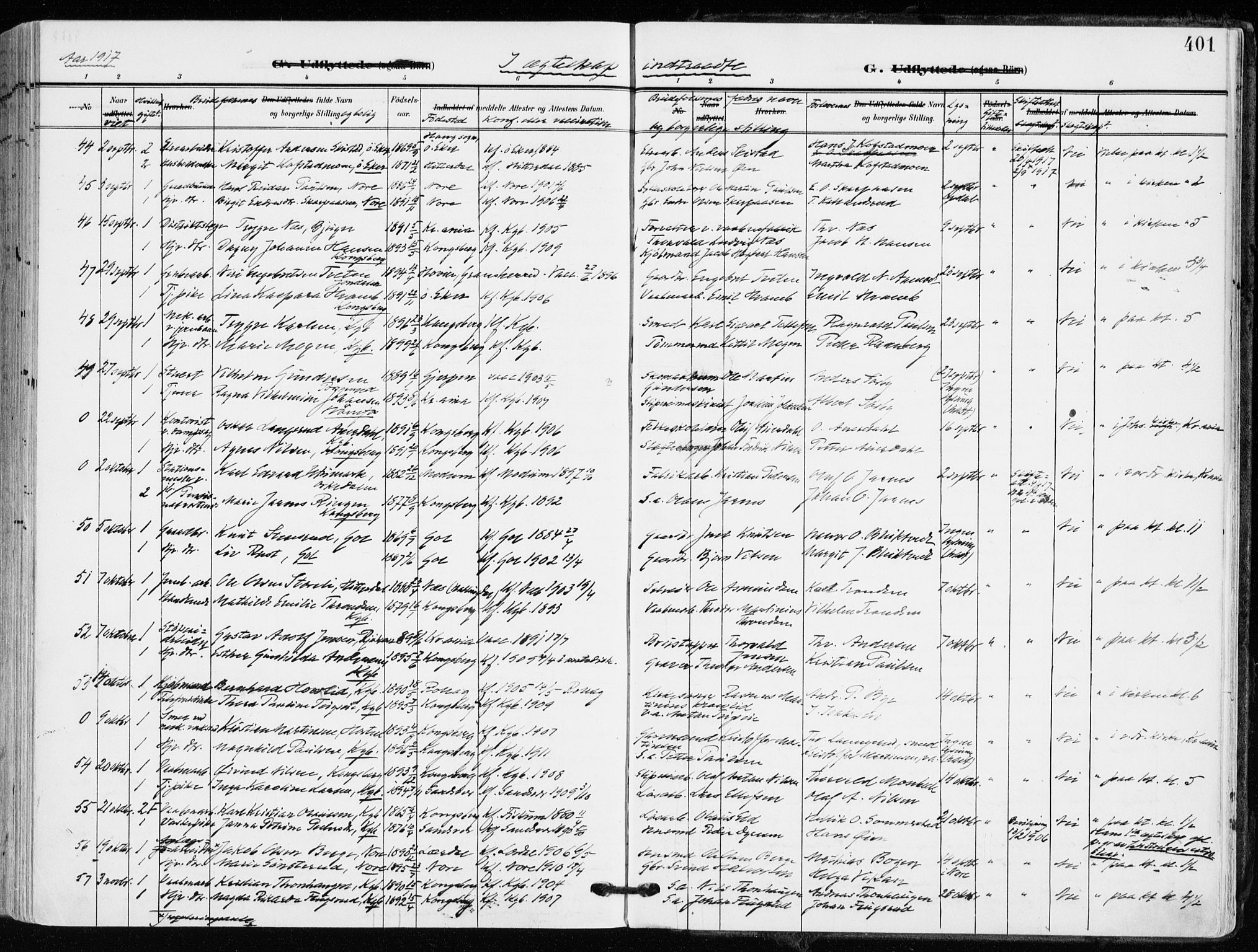 Kongsberg kirkebøker, AV/SAKO-A-22/F/Fb/L0004: Parish register (official) no. II 4, 1906-1918, p. 401