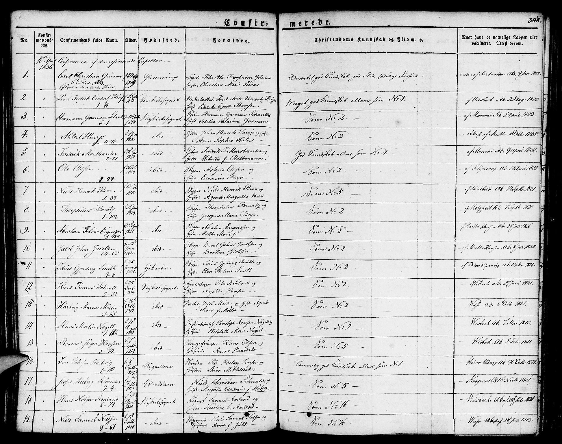 Nykirken Sokneprestembete, SAB/A-77101/H/Haa/L0012: Parish register (official) no. A 12, 1821-1844, p. 348