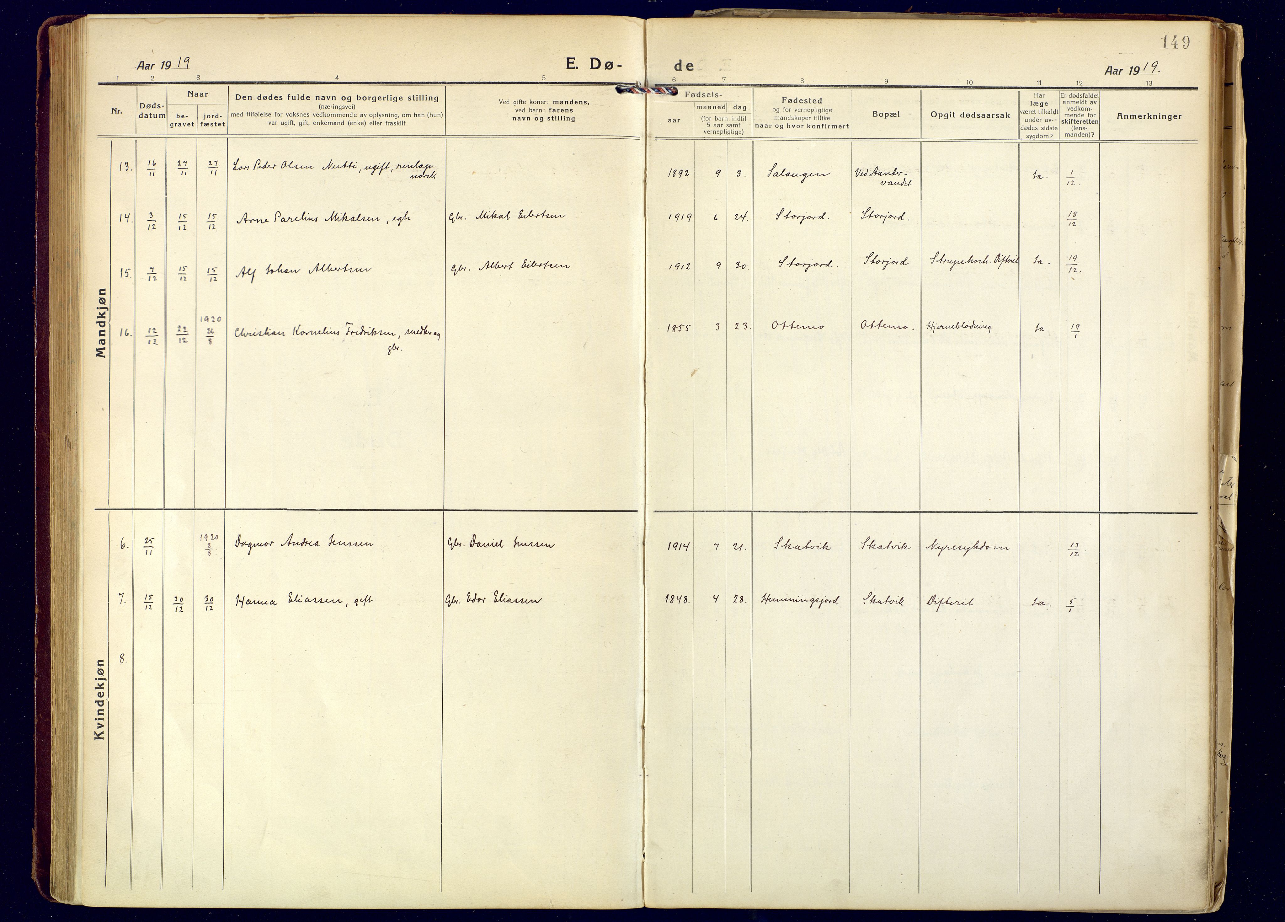Tranøy sokneprestkontor, AV/SATØ-S-1313/I/Ia/Iaa/L0016kirke: Parish register (official) no. 16, 1919-1932, p. 149