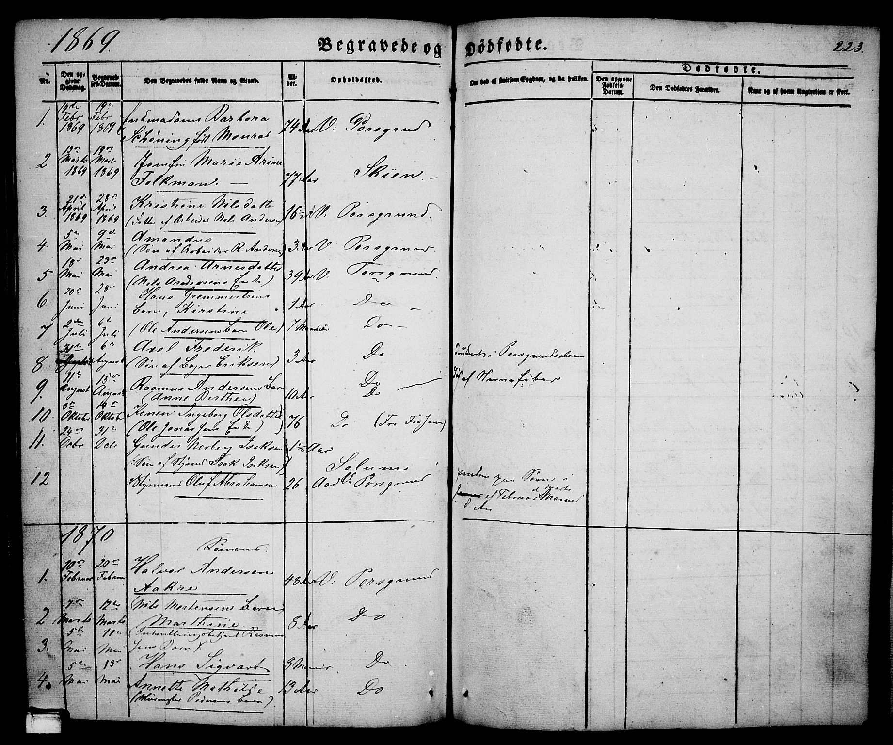 Porsgrunn kirkebøker , SAKO/A-104/G/Ga/L0002: Parish register (copy) no. I 2, 1847-1877, p. 223