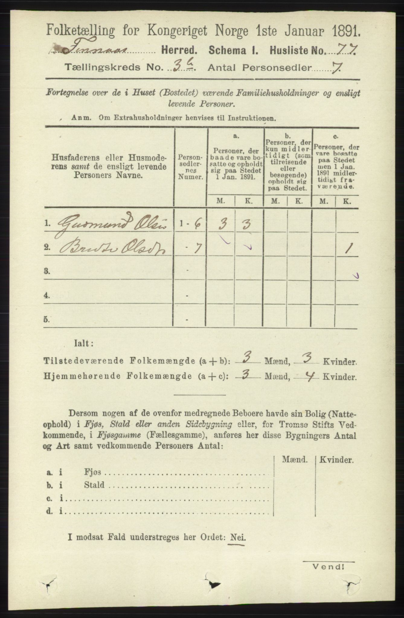 RA, 1891 census for 1218 Finnås, 1891, p. 1110