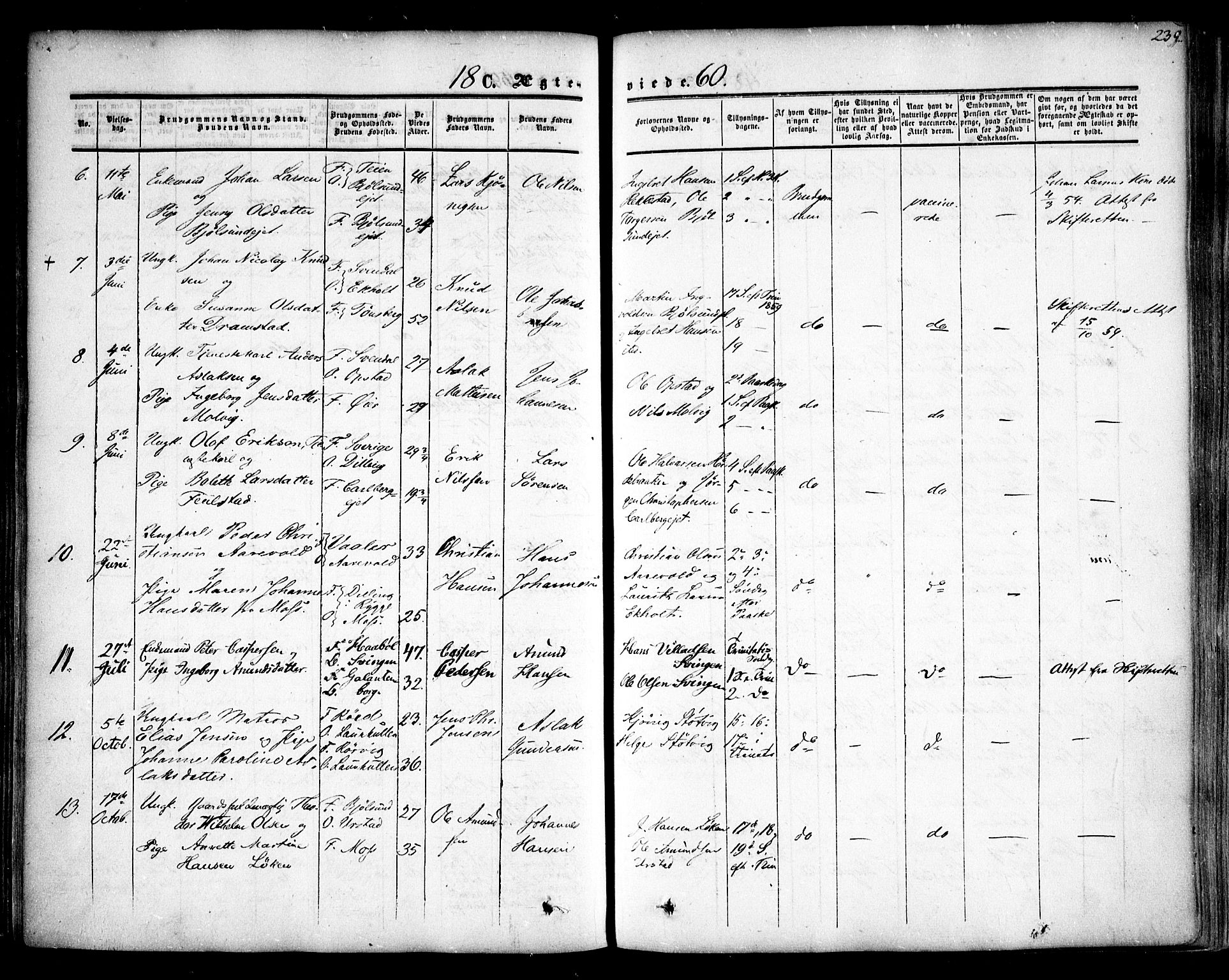Rygge prestekontor Kirkebøker, AV/SAO-A-10084b/F/Fa/L0005: Parish register (official) no. 5, 1852-1871, p. 239