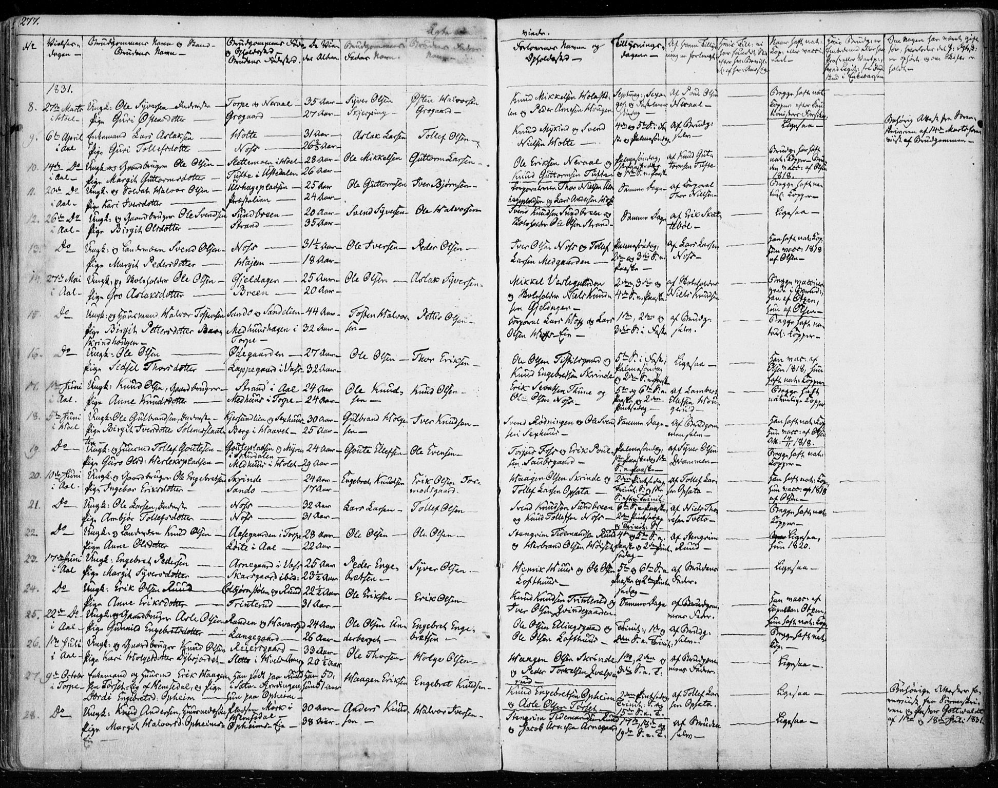 Ål kirkebøker, SAKO/A-249/F/Fa/L0005: Parish register (official) no. I 5, 1825-1848, p. 277
