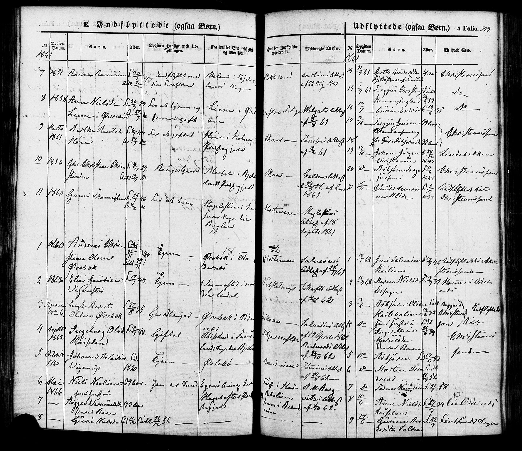 Søgne sokneprestkontor, SAK/1111-0037/F/Fa/Faa/L0002: Parish register (official) no. A 2, 1854-1882, p. 273