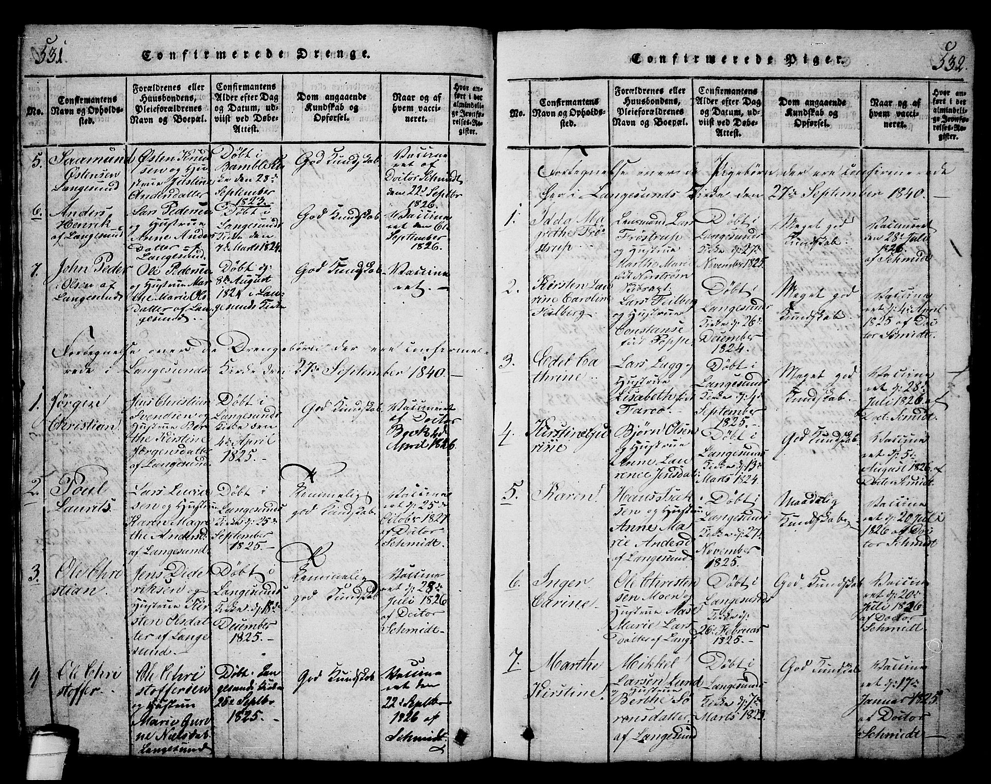 Langesund kirkebøker, SAKO/A-280/G/Ga/L0003: Parish register (copy) no. 3, 1815-1858, p. 531-532