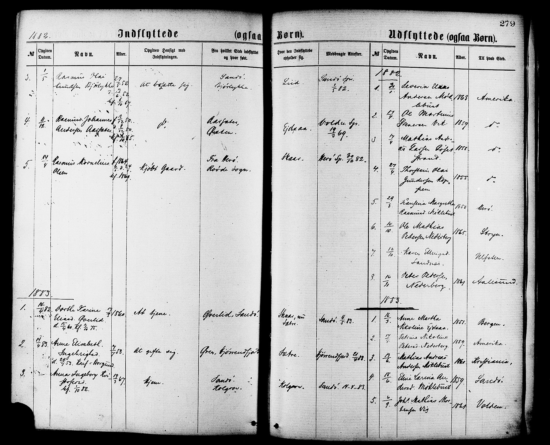 Ministerialprotokoller, klokkerbøker og fødselsregistre - Møre og Romsdal, SAT/A-1454/502/L0024: Parish register (official) no. 502A02, 1873-1884, p. 279