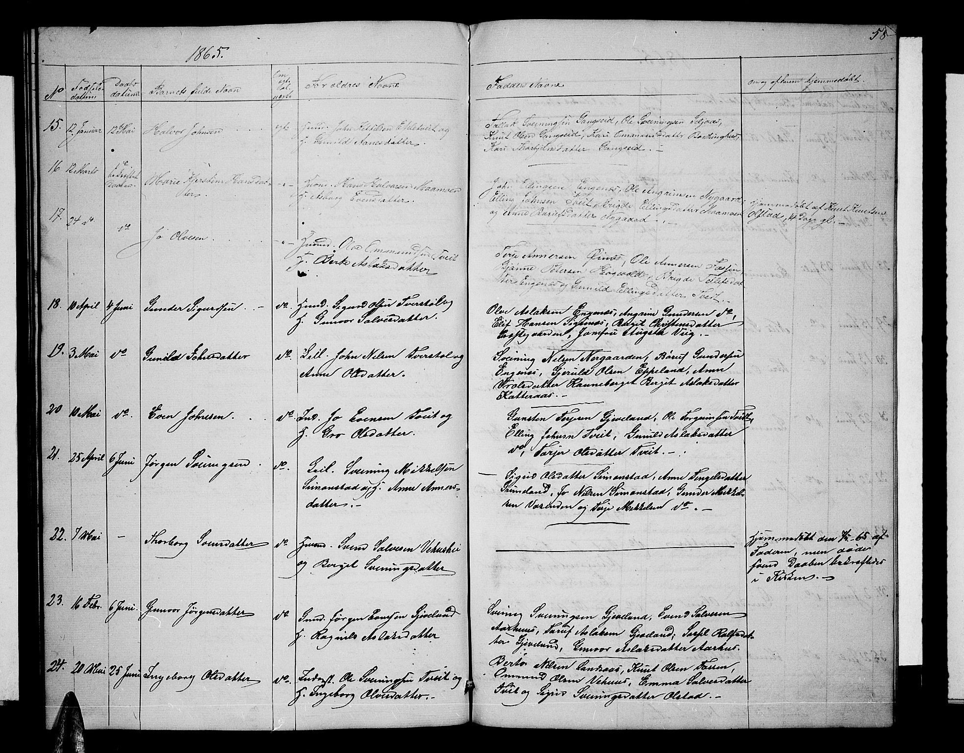 Åmli sokneprestkontor, AV/SAK-1111-0050/F/Fb/Fbc/L0002: Parish register (copy) no. B 2, 1850-1867, p. 58