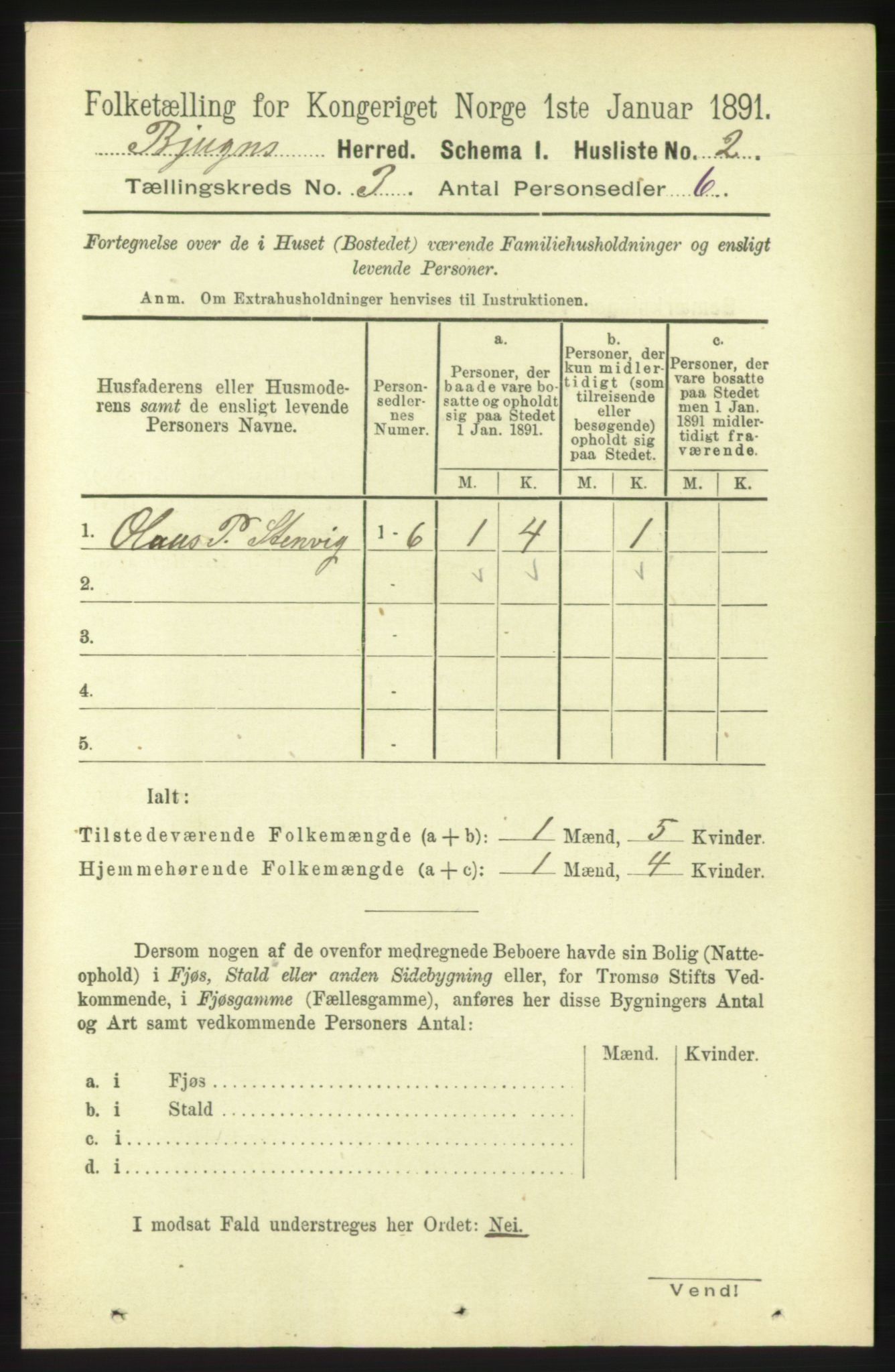 RA, 1891 census for 1627 Bjugn, 1891, p. 590